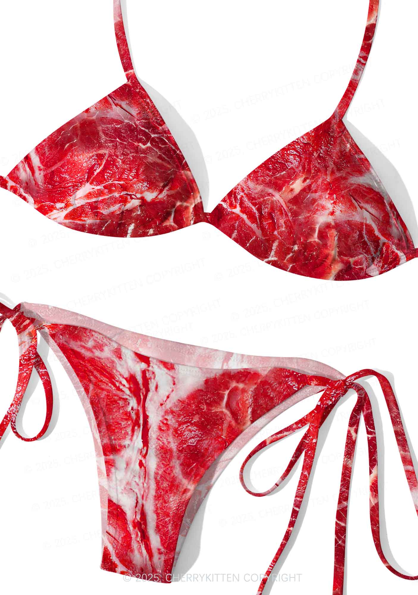 Beef Steak Texture Y2K Print Bikini Set Cherrykitten - Image 2