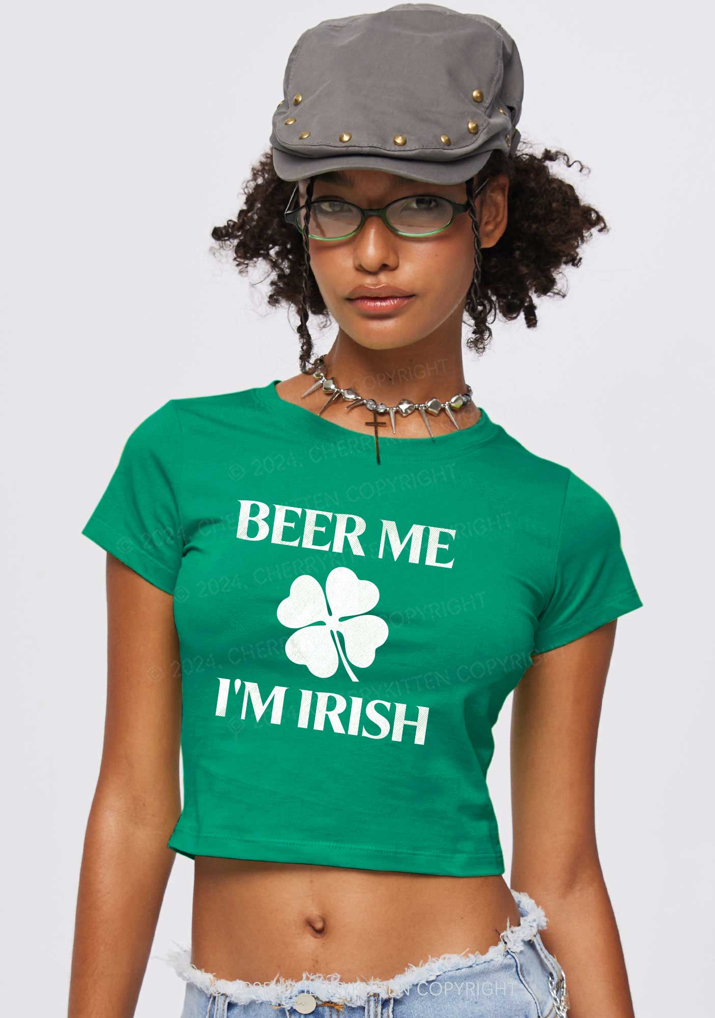 Beer Irish St Patricks Y2K Baby Tee Cherrykitten - Image 3