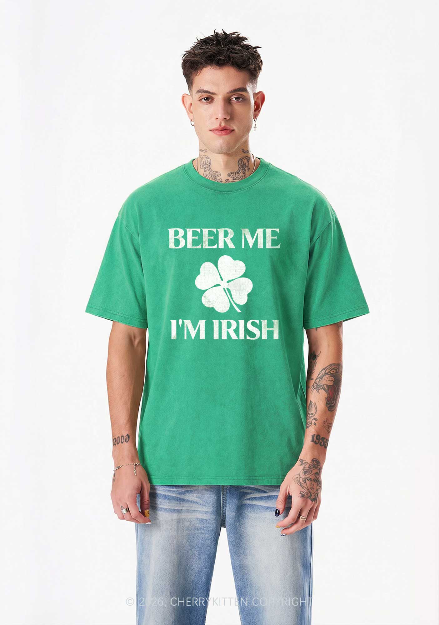 Beer Irish St Patricks Y2K Washed Tee Cherrykitten - Image 2