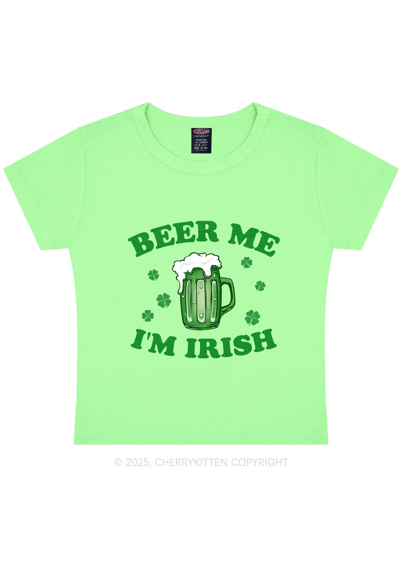 Beer Me Im Irish St Patricks Y2K Baby Tee Cherrykitten - Image 11