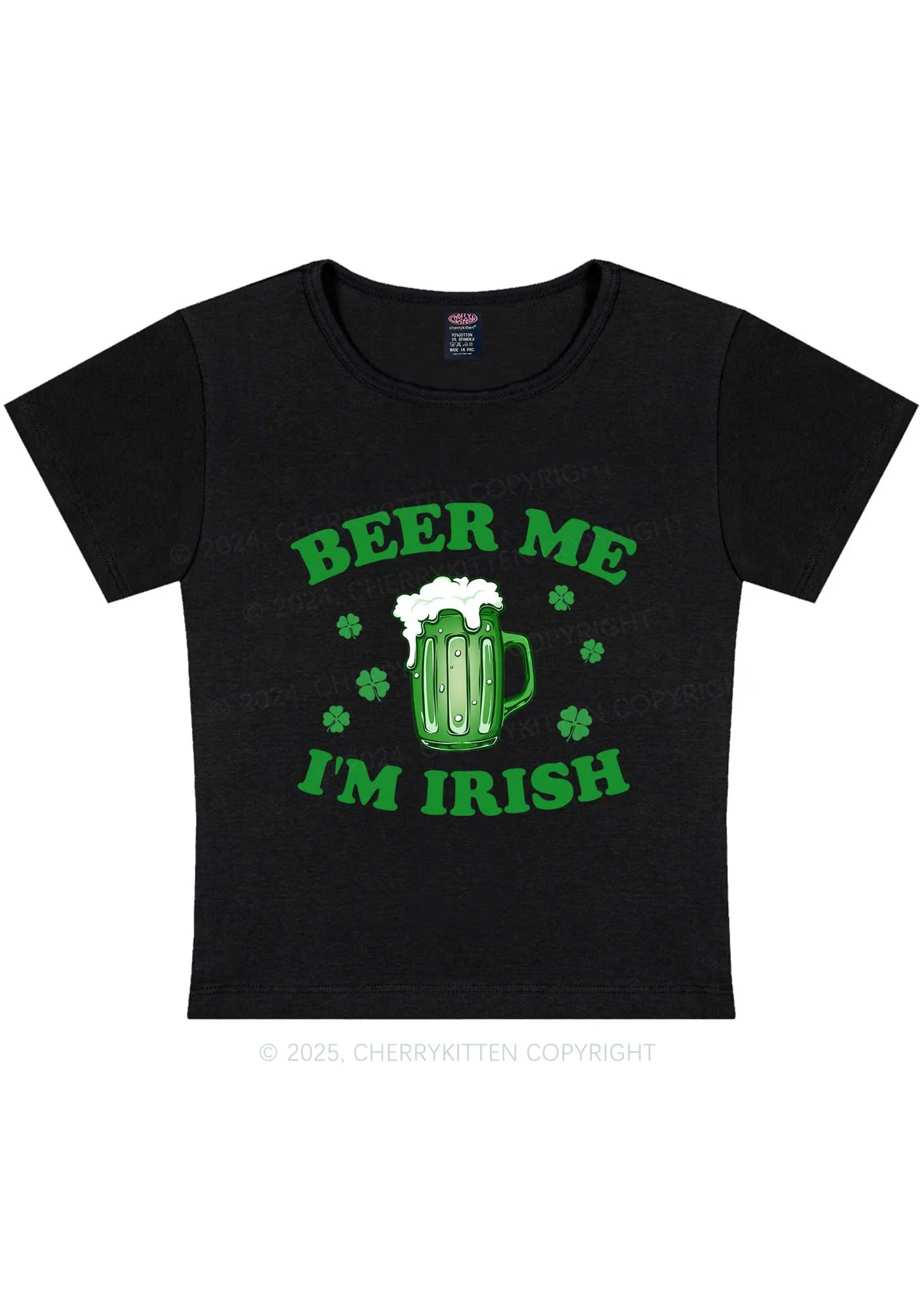 Beer Me Im Irish St Patricks Y2K Baby Tee Cherrykitten - Image 4