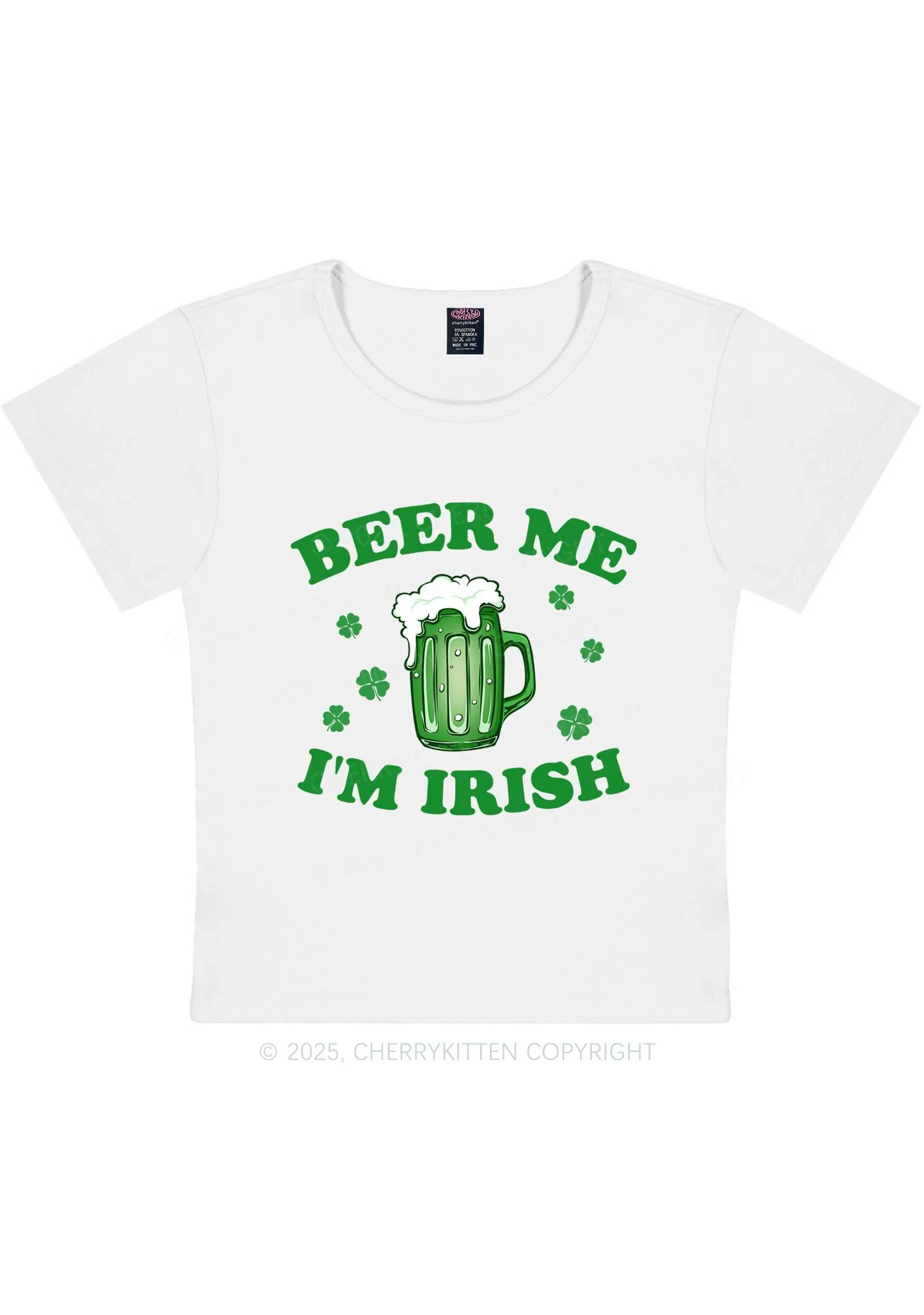 Beer Me Im Irish St Patricks Y2K Baby Tee Cherrykitten - Image 5