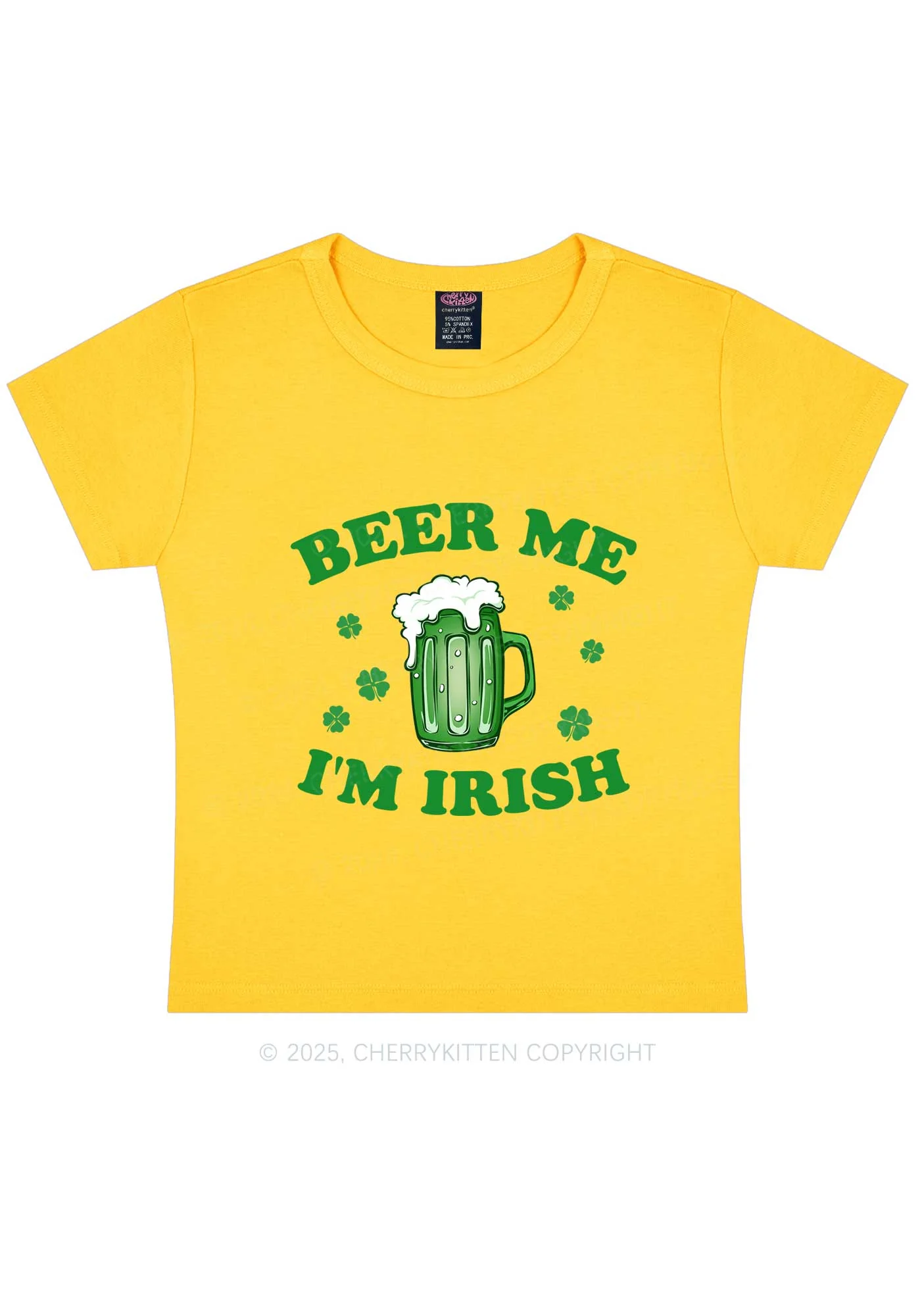 Beer Me Im Irish St Patricks Y2K Baby Tee Cherrykitten - Image 6