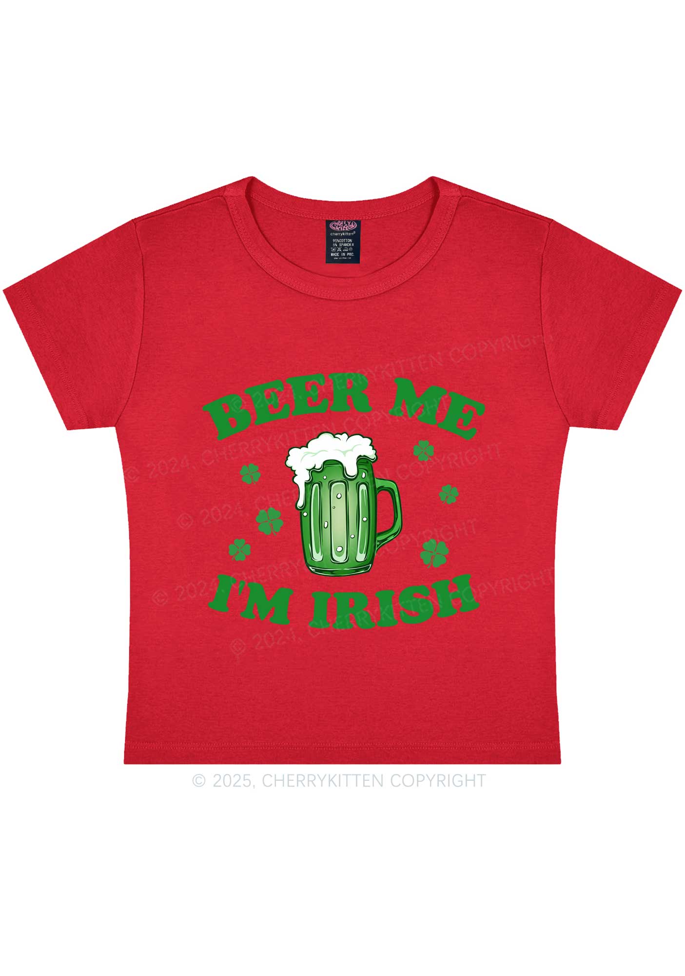 Beer Me Im Irish St Patricks Y2K Baby Tee Cherrykitten - Image 9