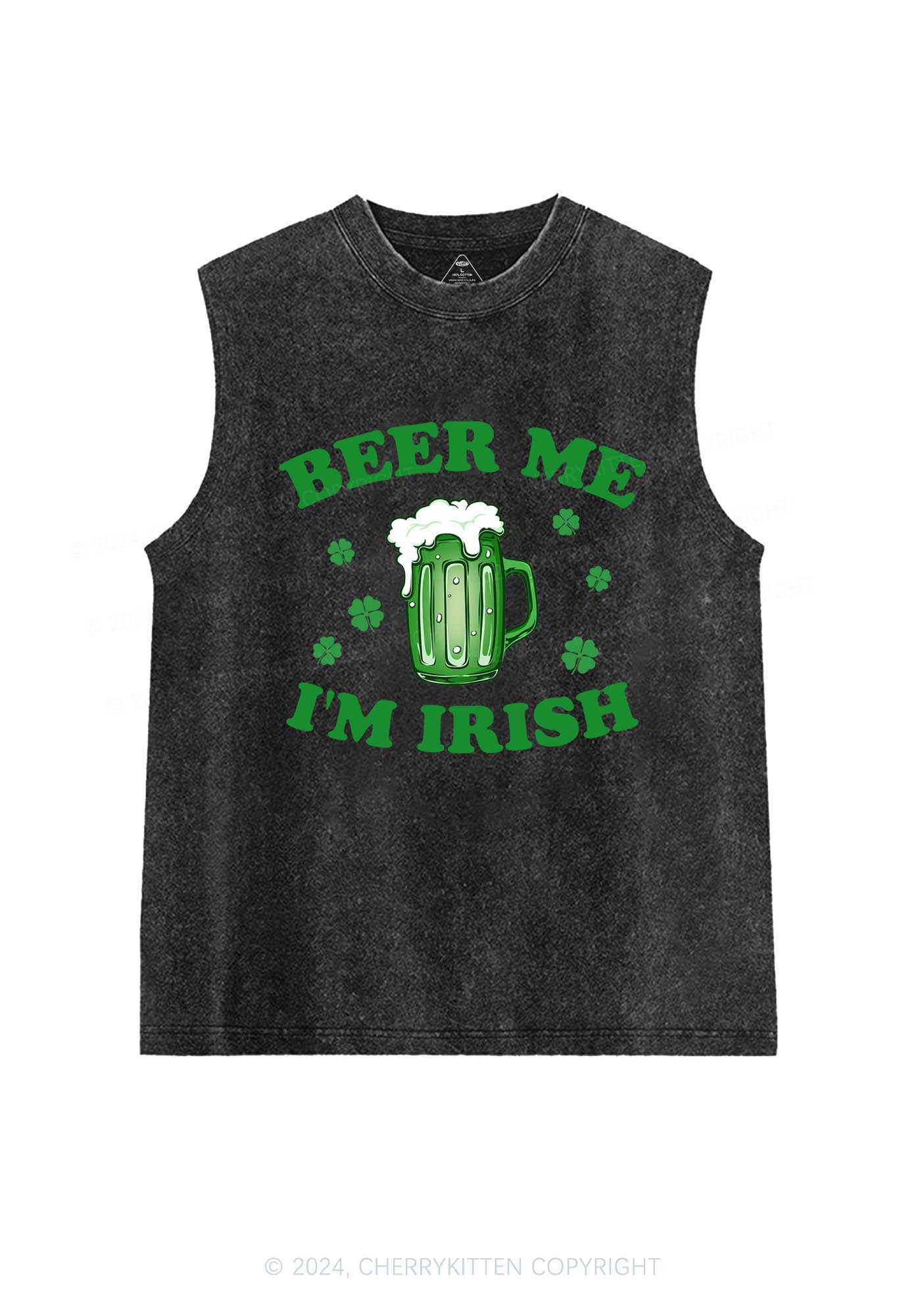 Beer Me Im Irish St Patricks Y2K Washed Tank Cherrykitten - Image 3