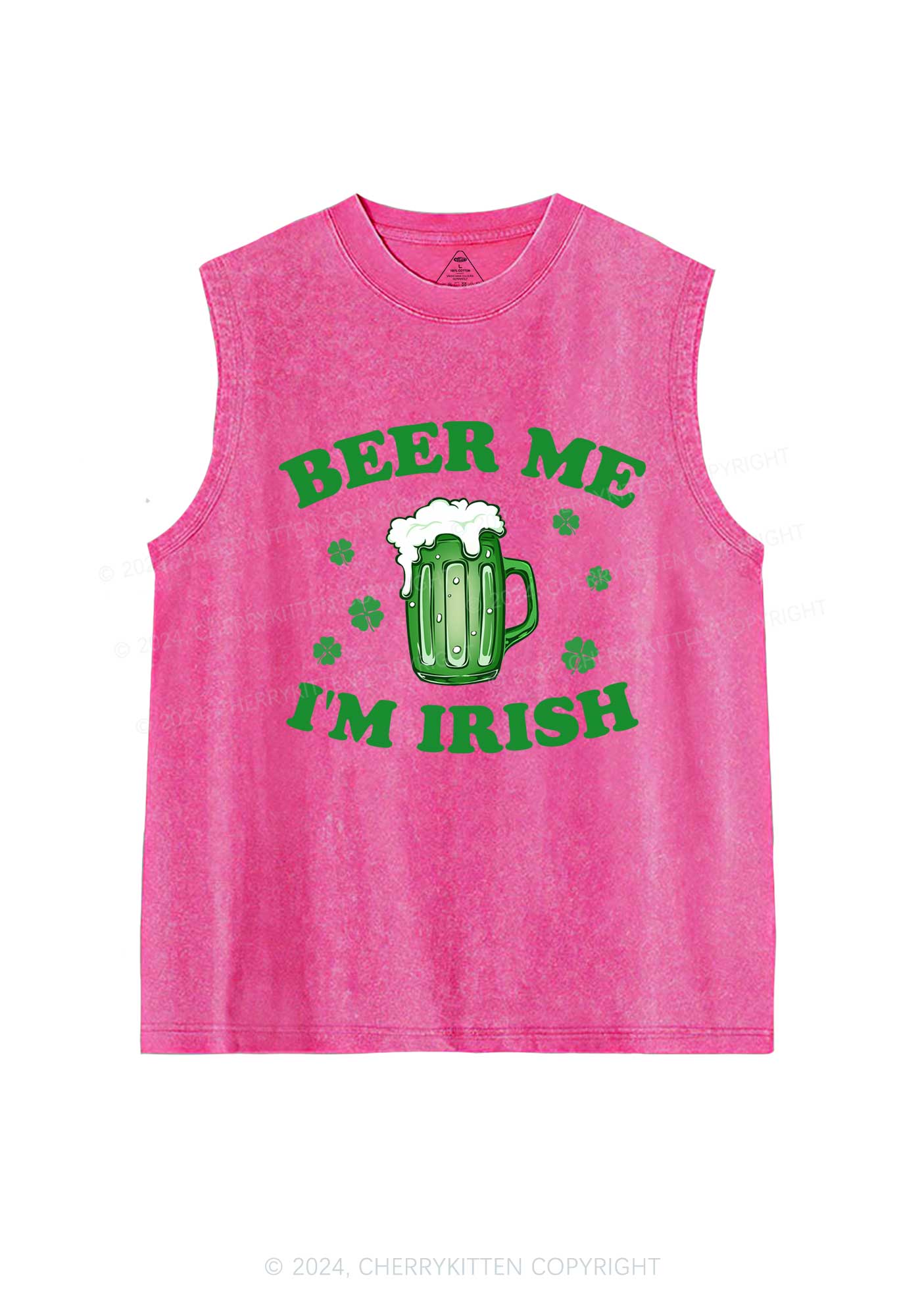 Beer Me Im Irish St Patricks Y2K Washed Tank Cherrykitten - Image 4
