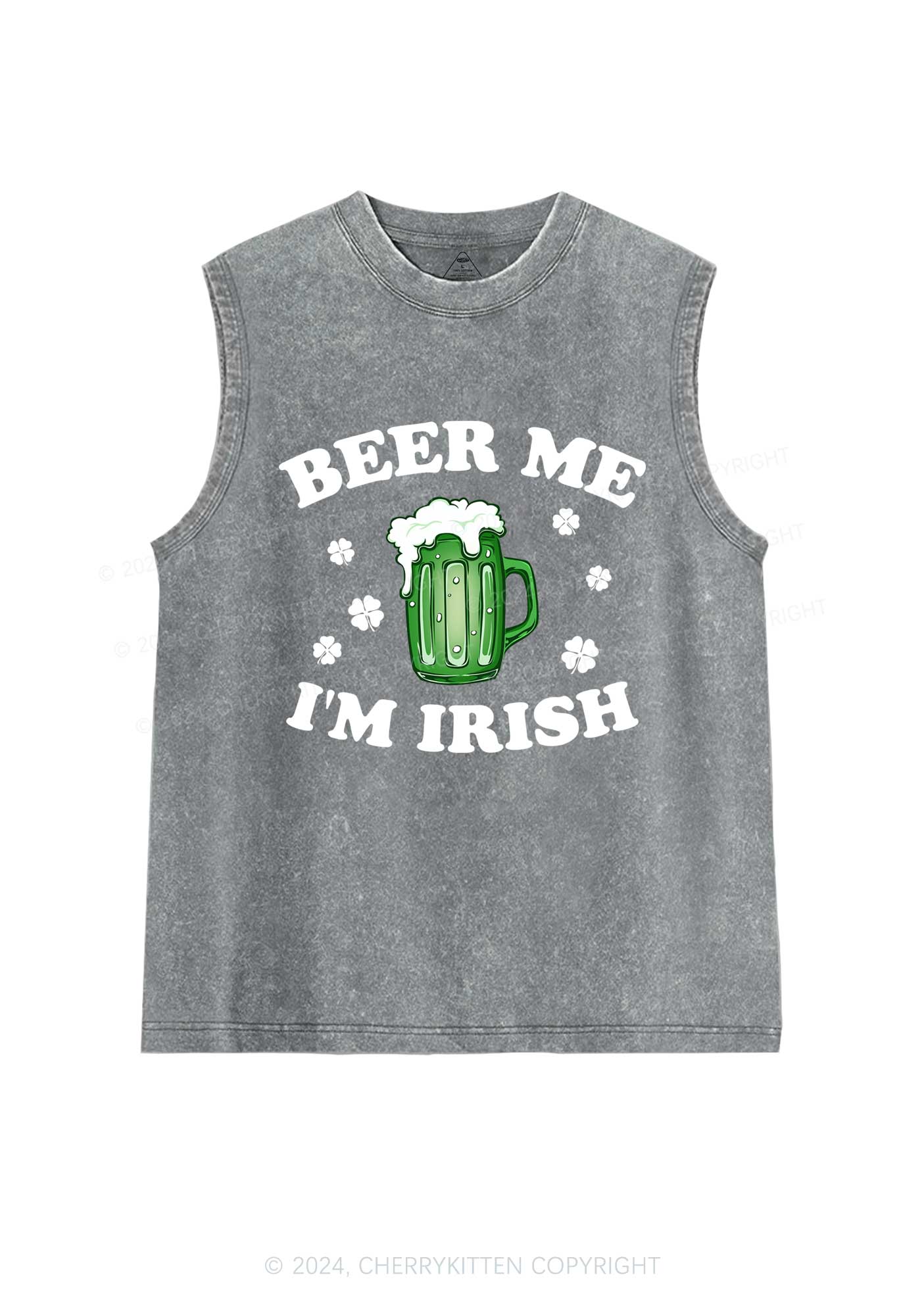 Beer Me Im Irish St Patricks Y2K Washed Tank Cherrykitten - Image 5
