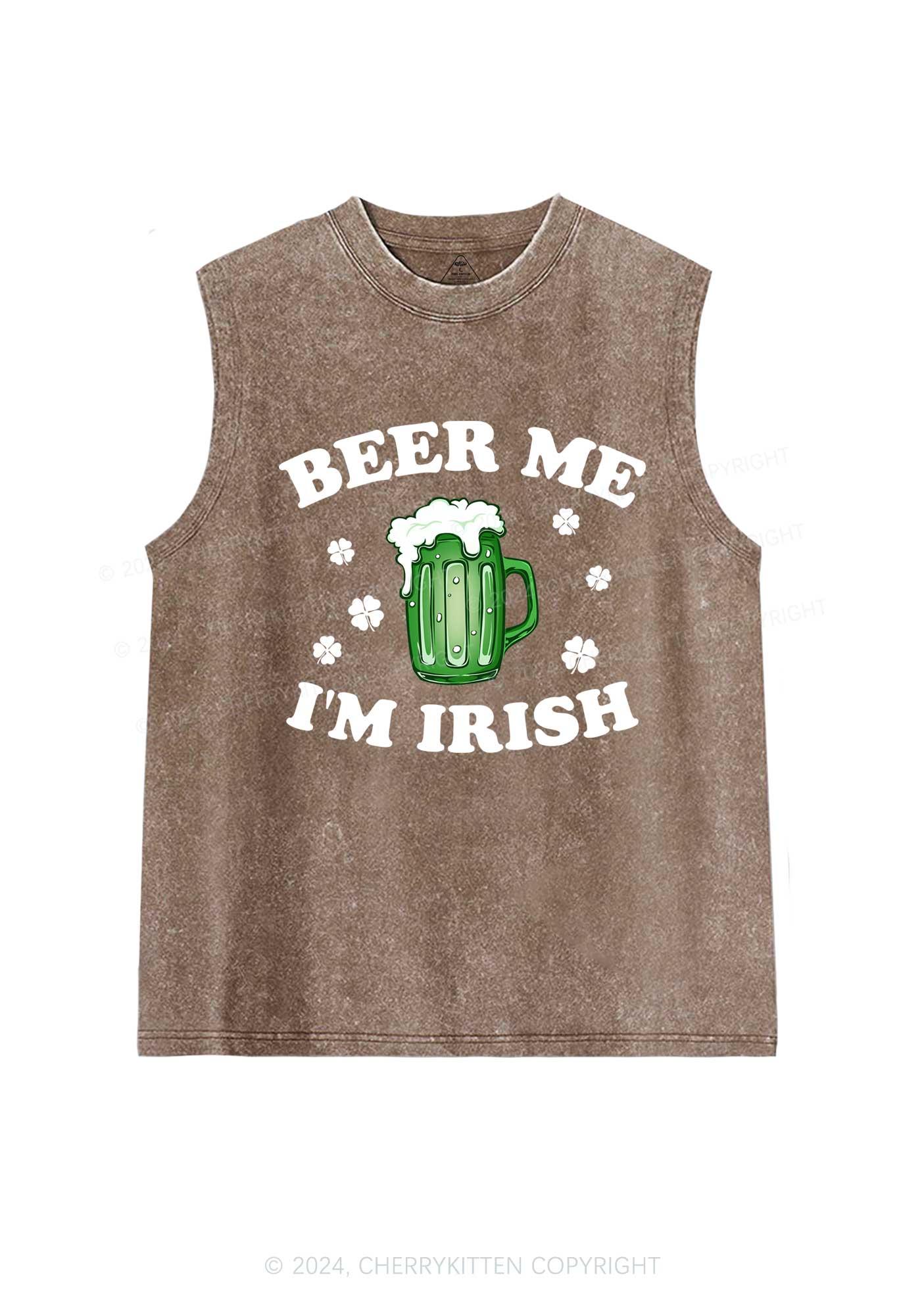 Beer Me Im Irish St Patricks Y2K Washed Tank Cherrykitten - Image 6