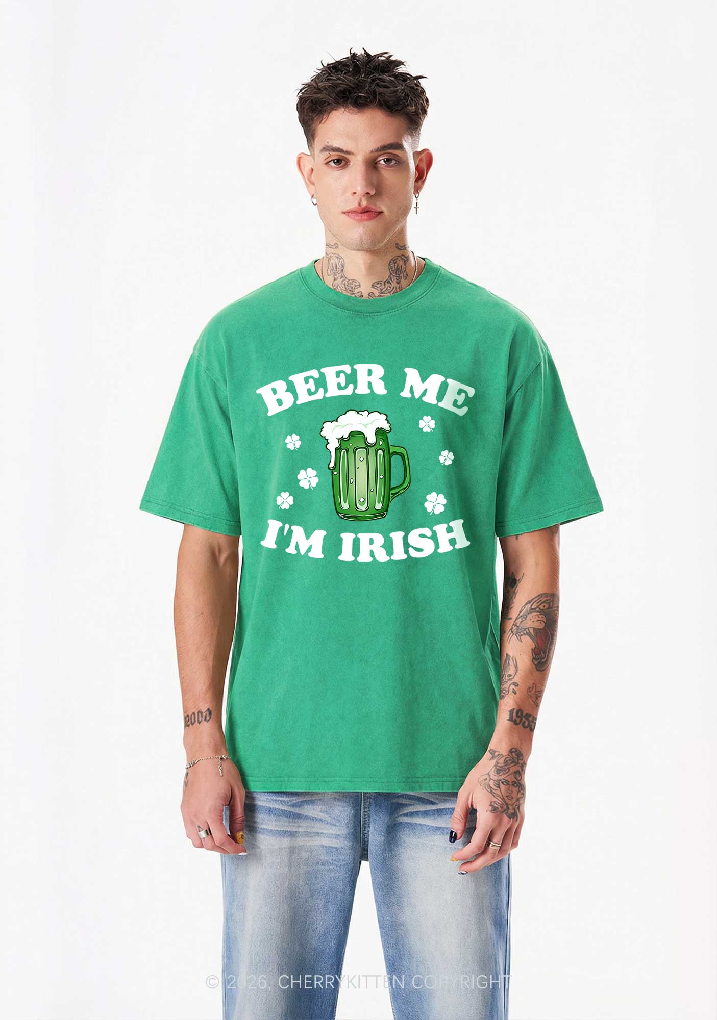 Beer Me Im Irish St Patricks Y2K Washed Tee Cherrykitten - Image 2