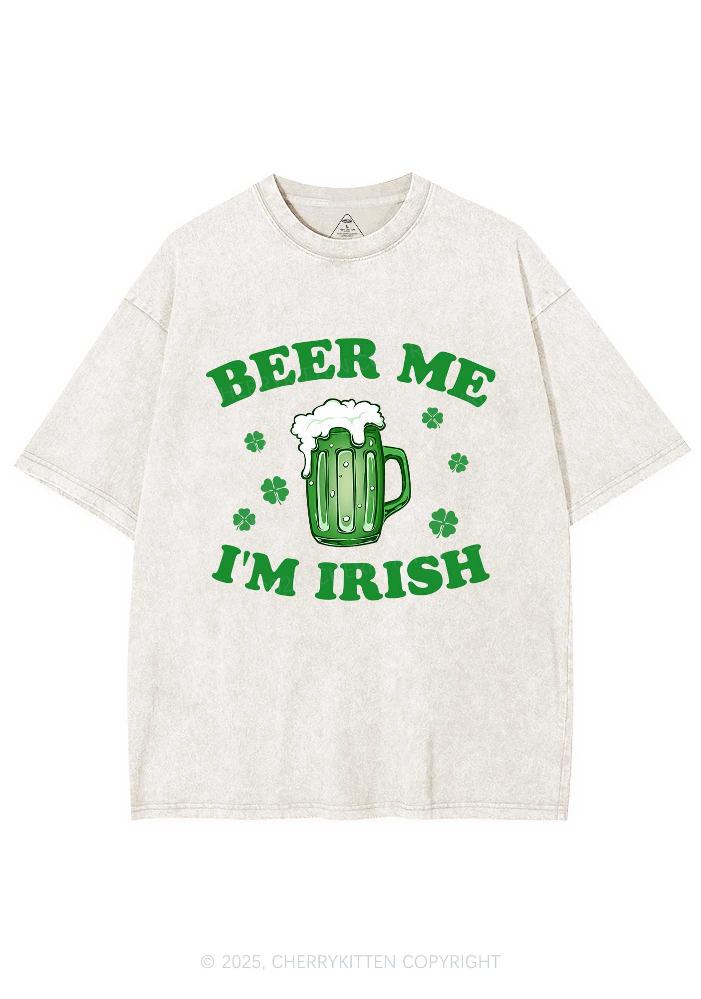 Beer Me Im Irish St Patricks Y2K Washed Tee Cherrykitten - Image 4