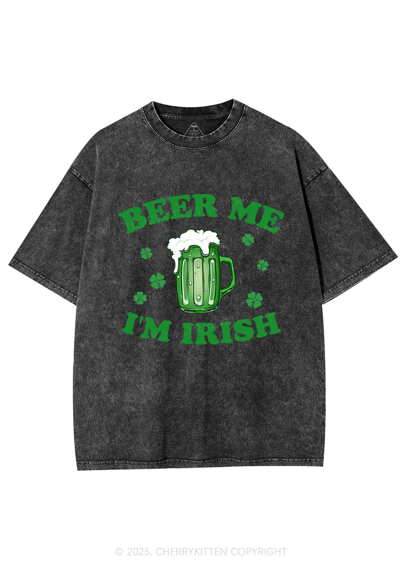 Beer Me Im Irish St Patricks Y2K Washed Tee Cherrykitten - Image 5