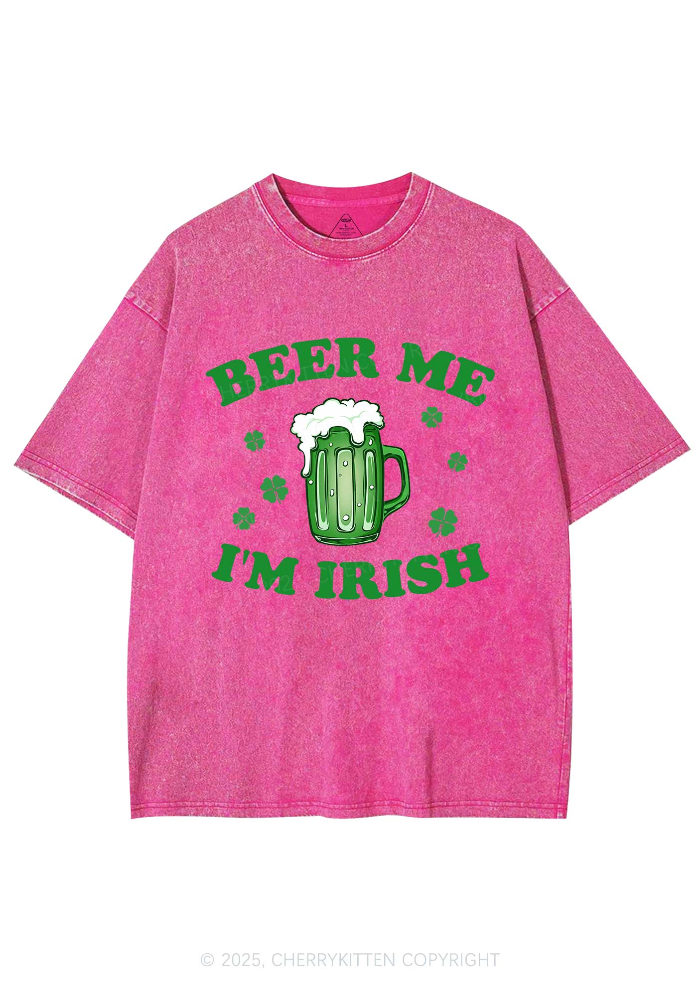 Beer Me Im Irish St Patricks Y2K Washed Tee Cherrykitten - Image 6