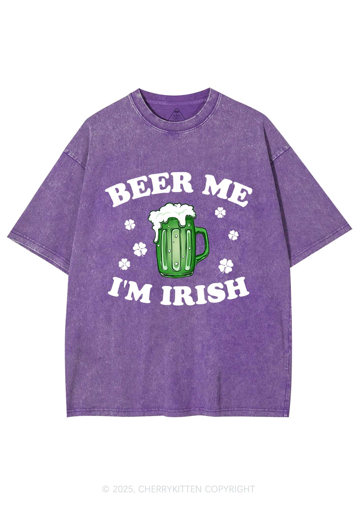 Beer Me Im Irish St Patricks Y2K Washed Tee Cherrykitten - Image 7