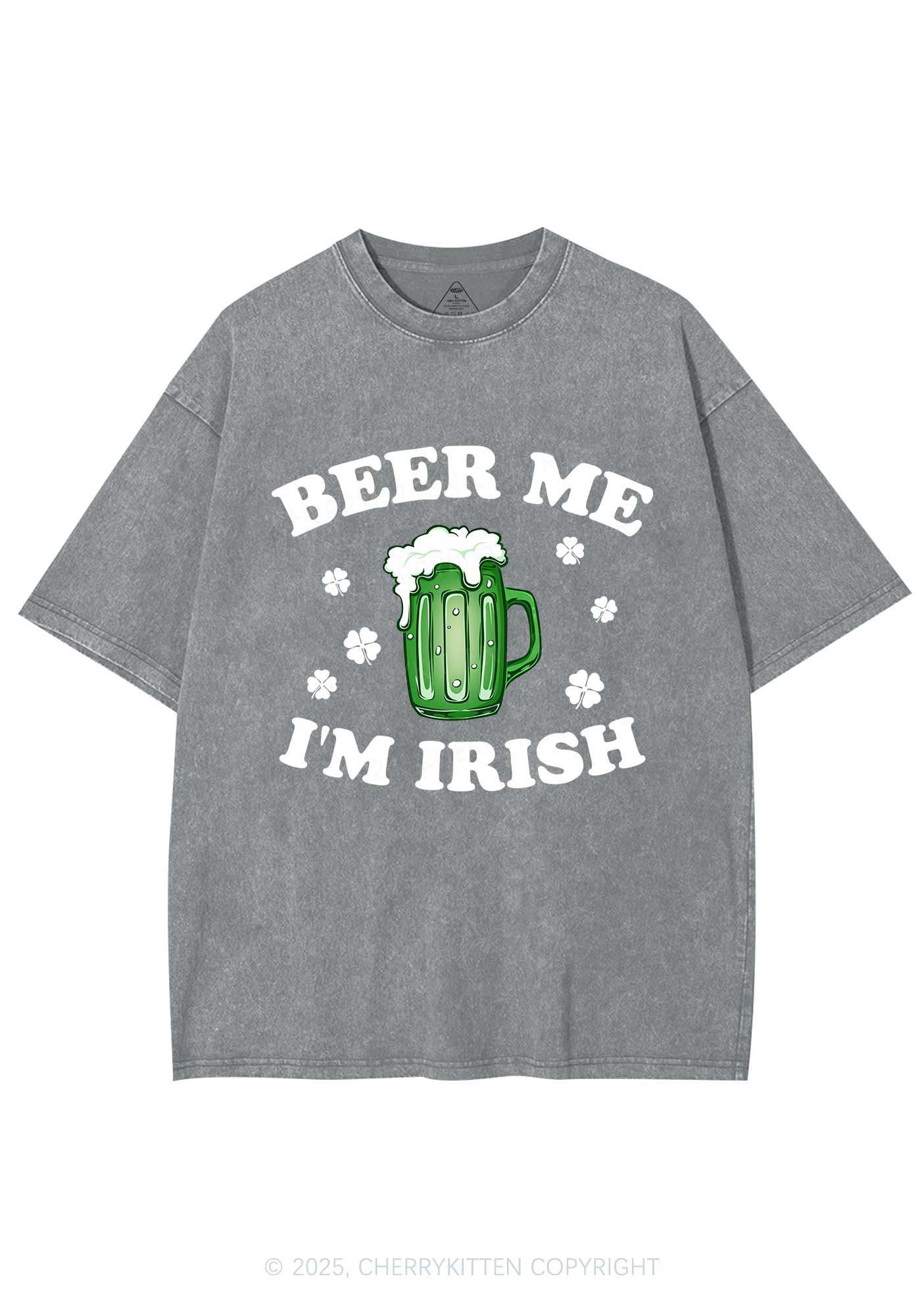 Beer Me Im Irish St Patricks Y2K Washed Tee Cherrykitten - Image 8