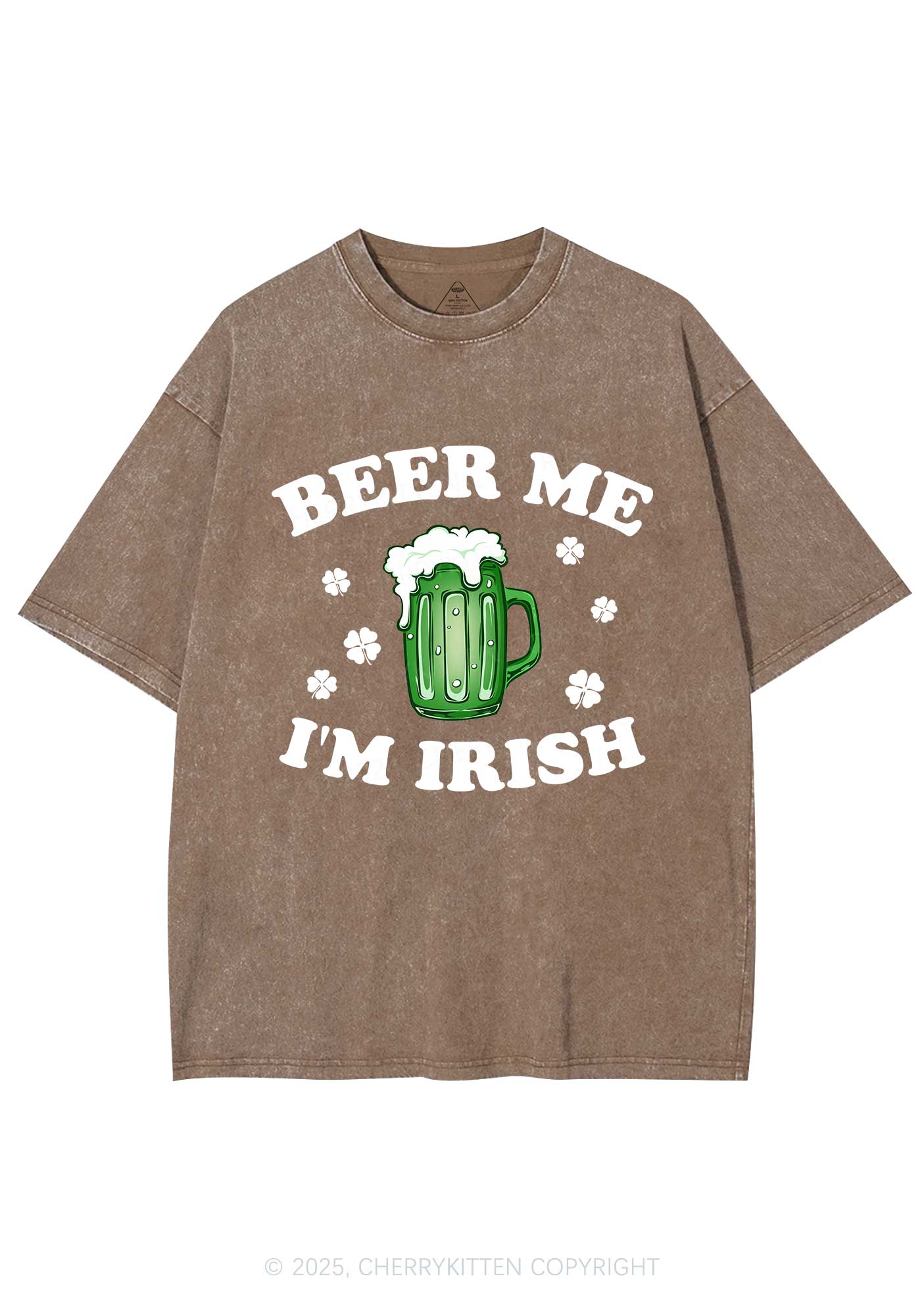Beer Me Im Irish St Patricks Y2K Washed Tee Cherrykitten - Image 9