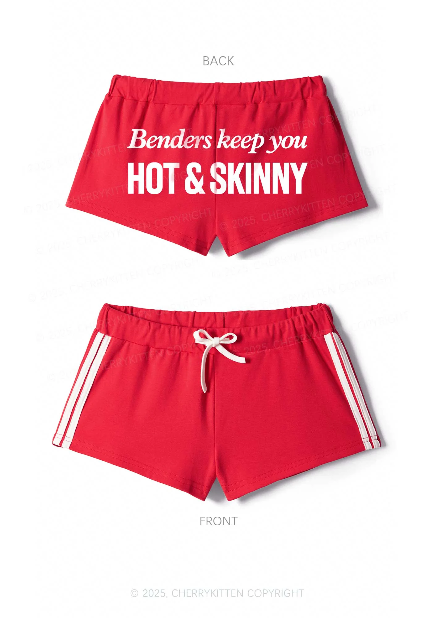 Benders Keep You Hot Skinny Y2K Drawstring Mini Shorts Cherrykitten - Image 4