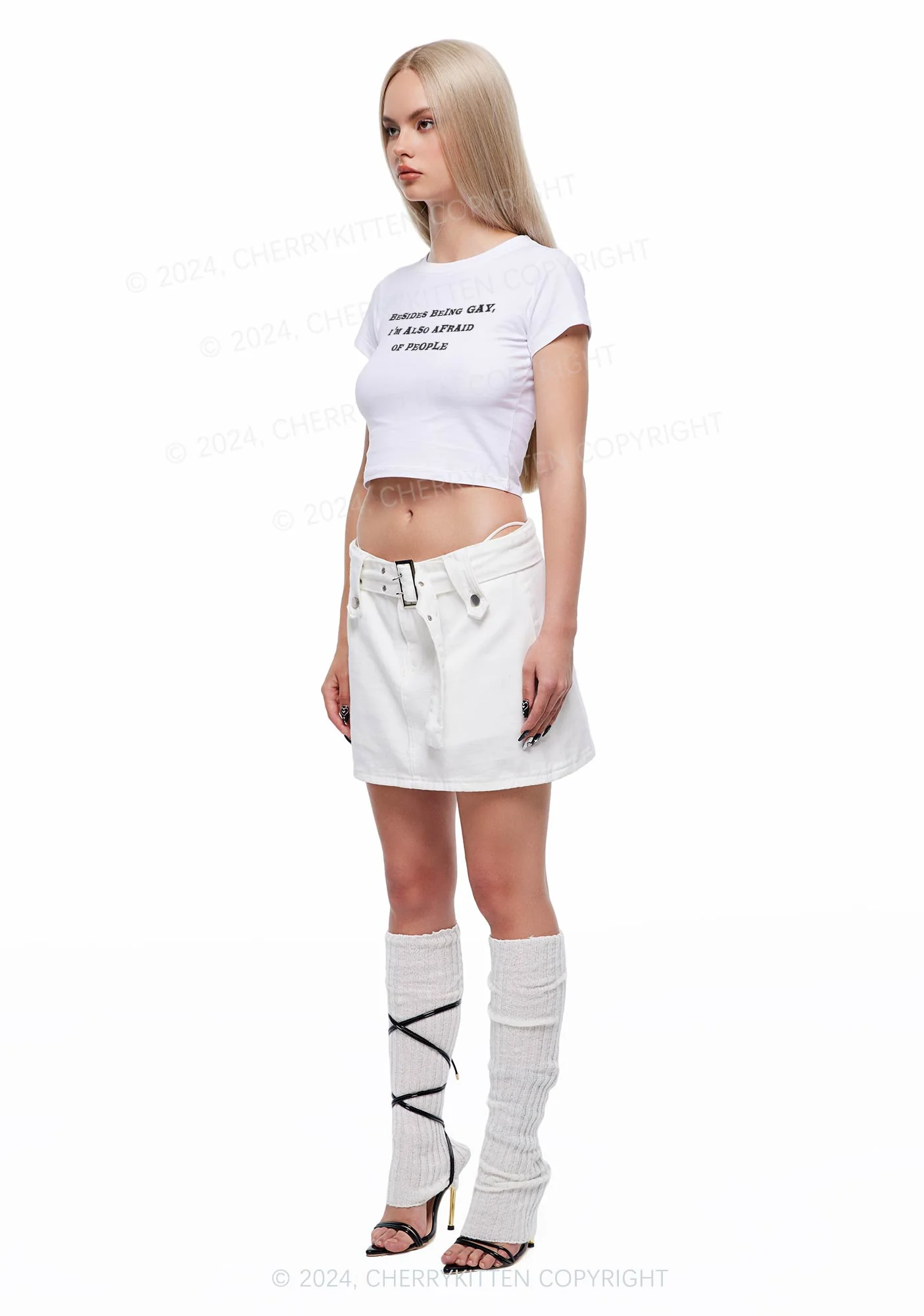 Besides Being Gay Y2K Baby Tee Cherrykitten - Image 3