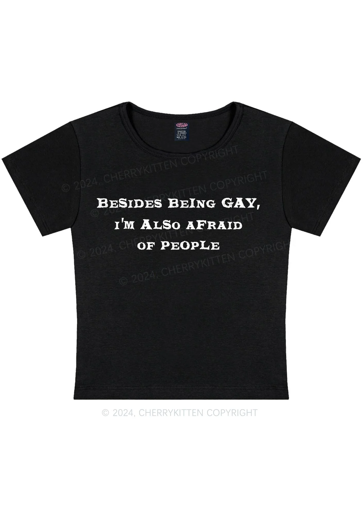 Besides Being Gay Y2K Baby Tee Cherrykitten - Image 5