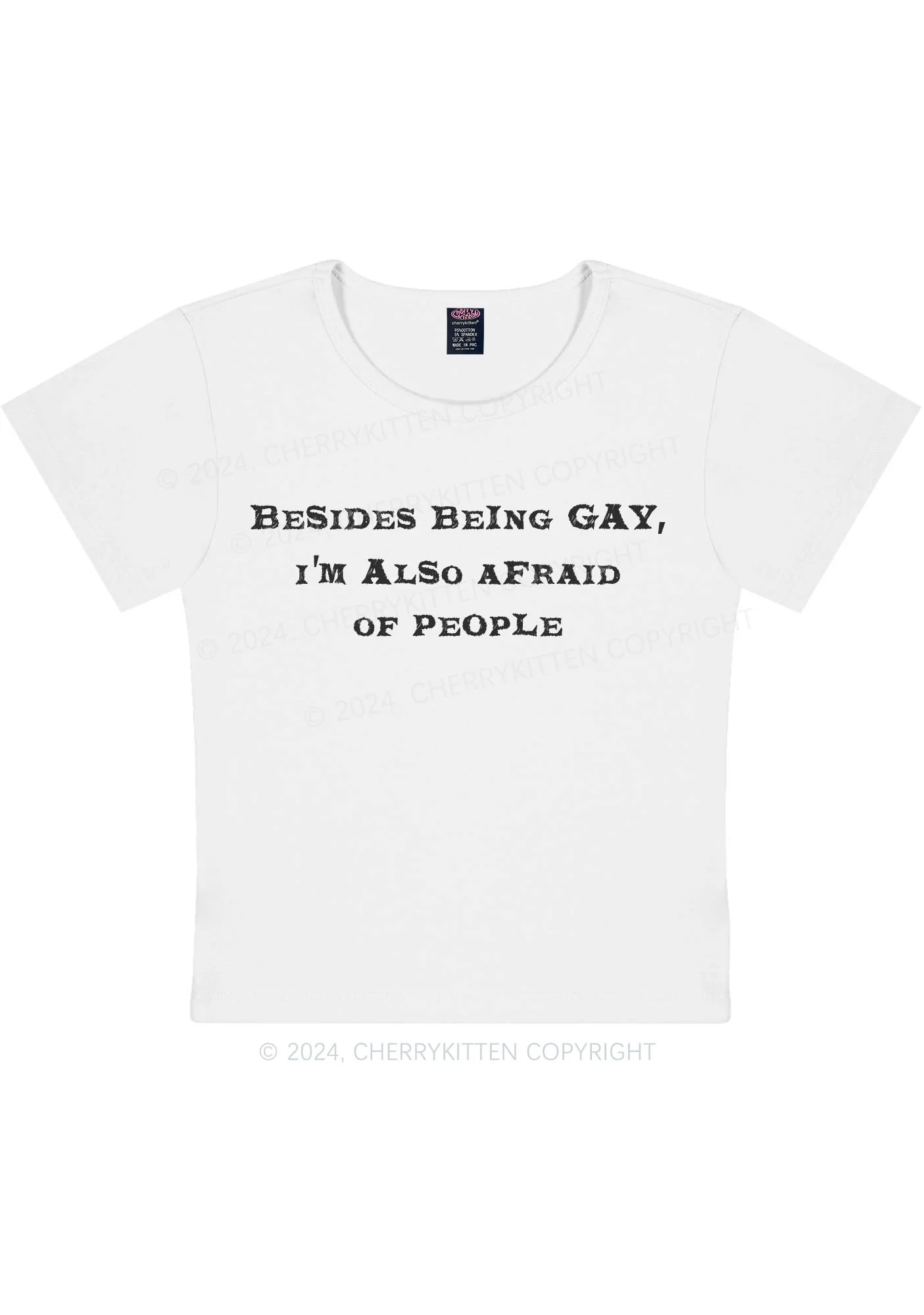 Besides Being Gay Y2K Baby Tee Cherrykitten - Image 6