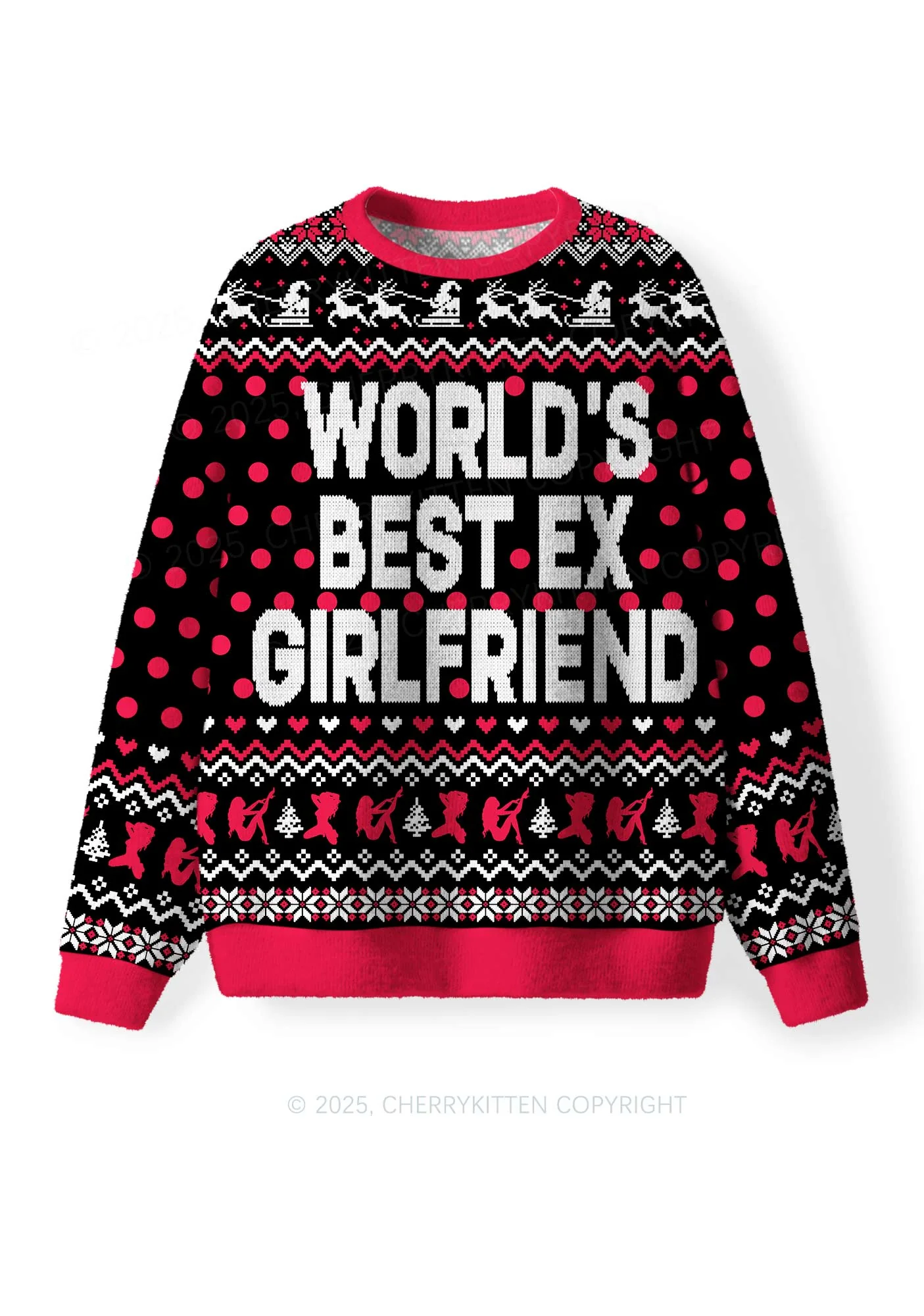 Best Ex Girlfriend Y2K Christmas Knit Sweatshirt Cherrykitten - Image 2
