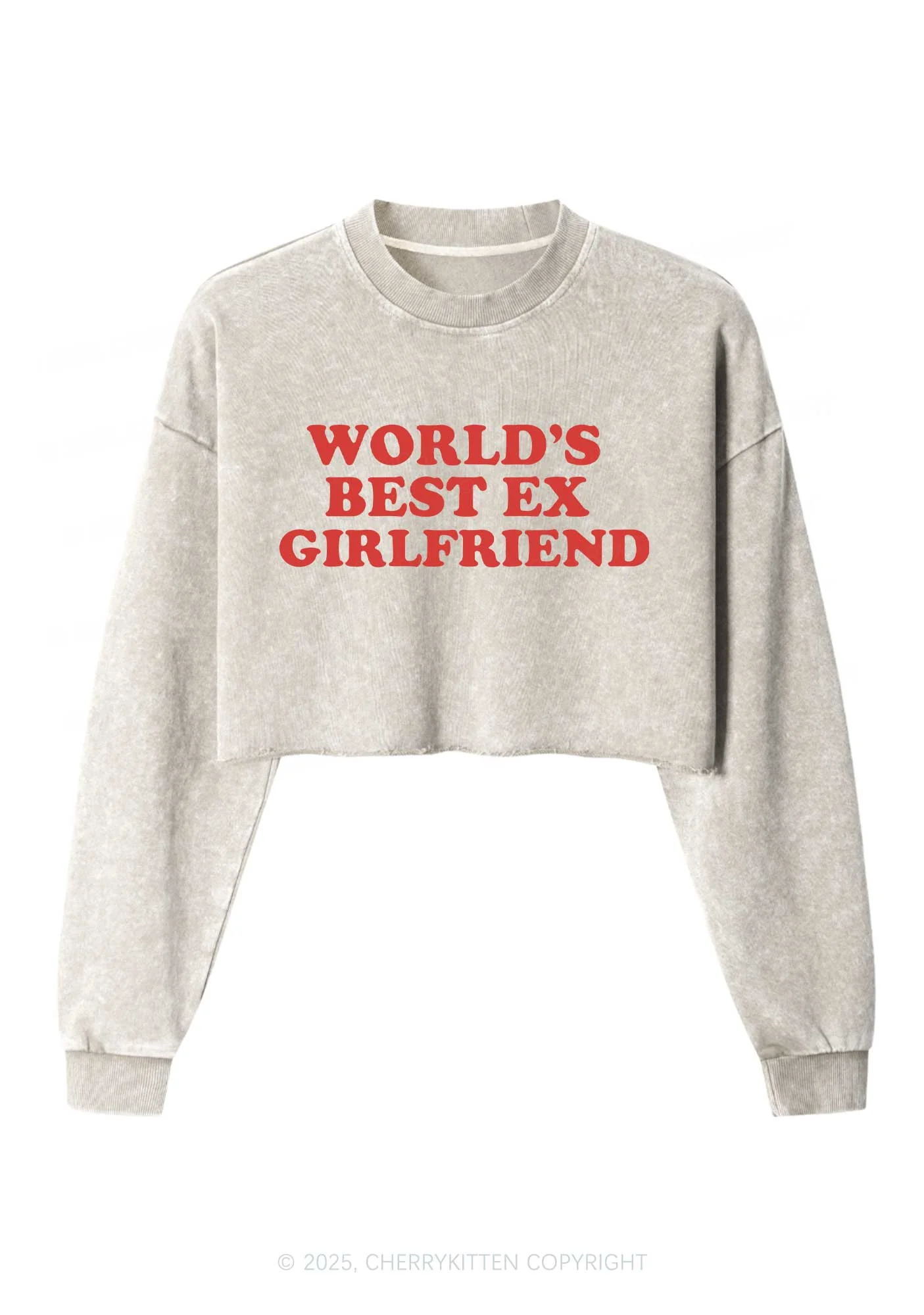 Best Ex Girlfriend Y2K Crop Washed Sweatshirts Cherrykitten - Image 3