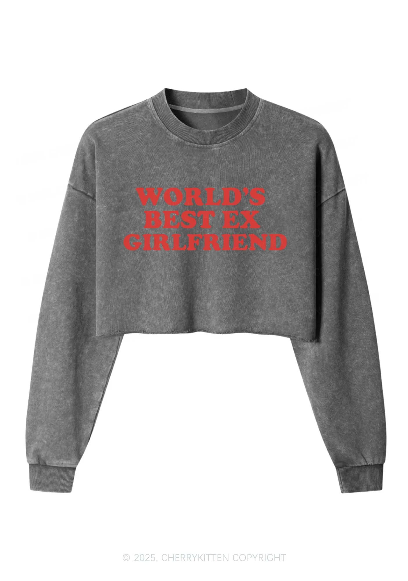Best Ex Girlfriend Y2K Crop Washed Sweatshirts Cherrykitten - Image 4