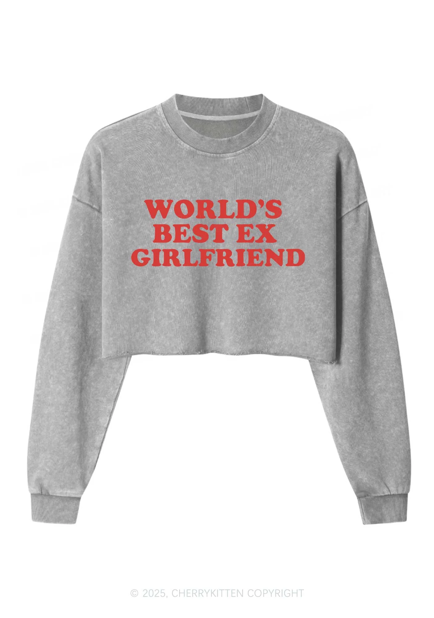 Best Ex Girlfriend Y2K Crop Washed Sweatshirts Cherrykitten - Image 5