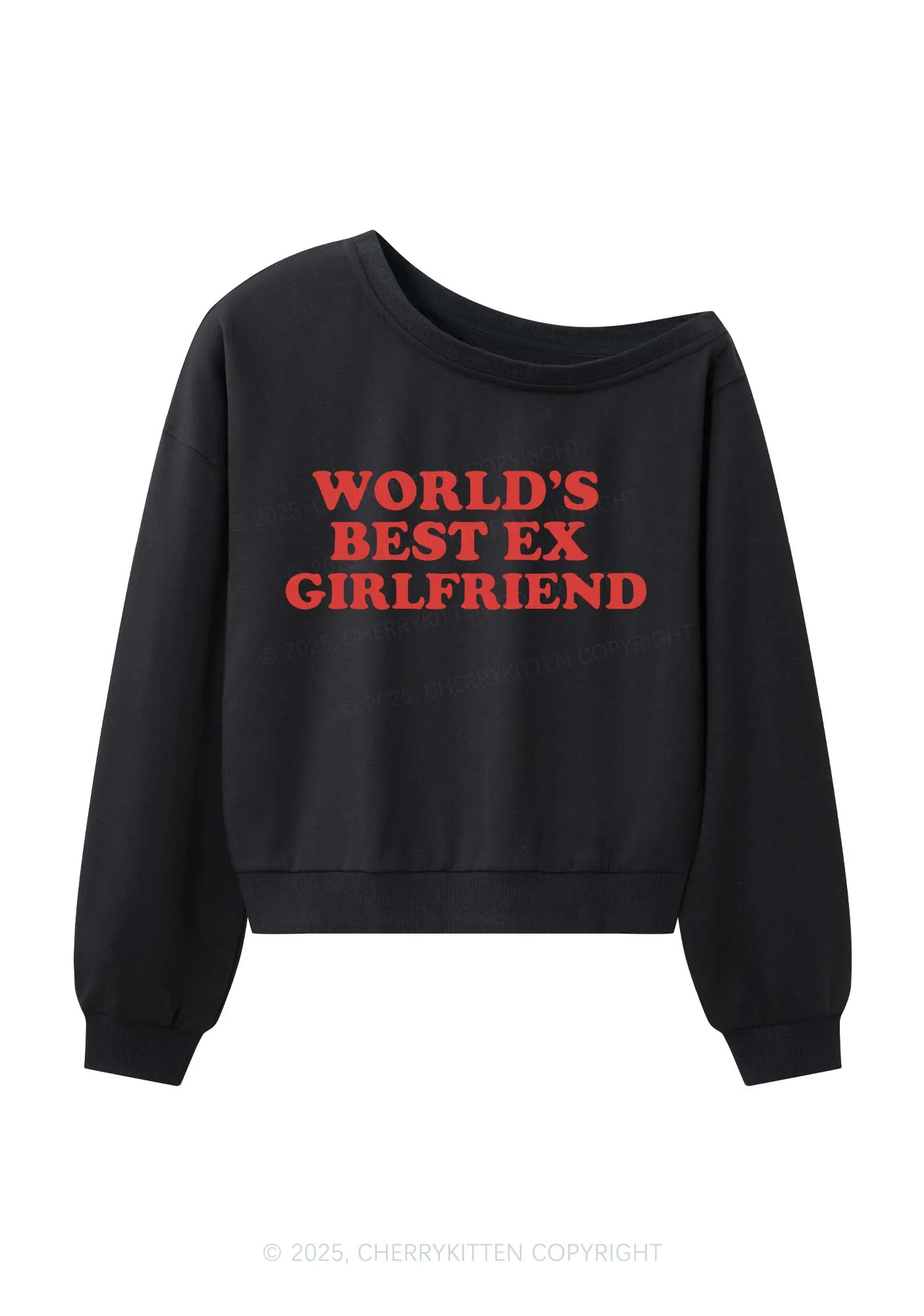 Best Ex Girlfriend Y2K Off Shoulder Sweatshirts Cherrykitten - Image 3