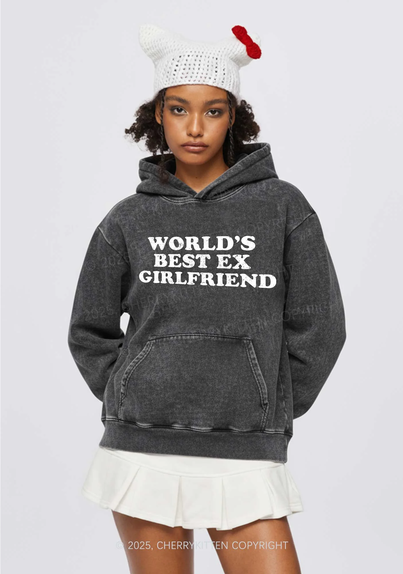 Best Ex Girlfriend Y2K Washed Hoodie Cherrykitten - Image 2
