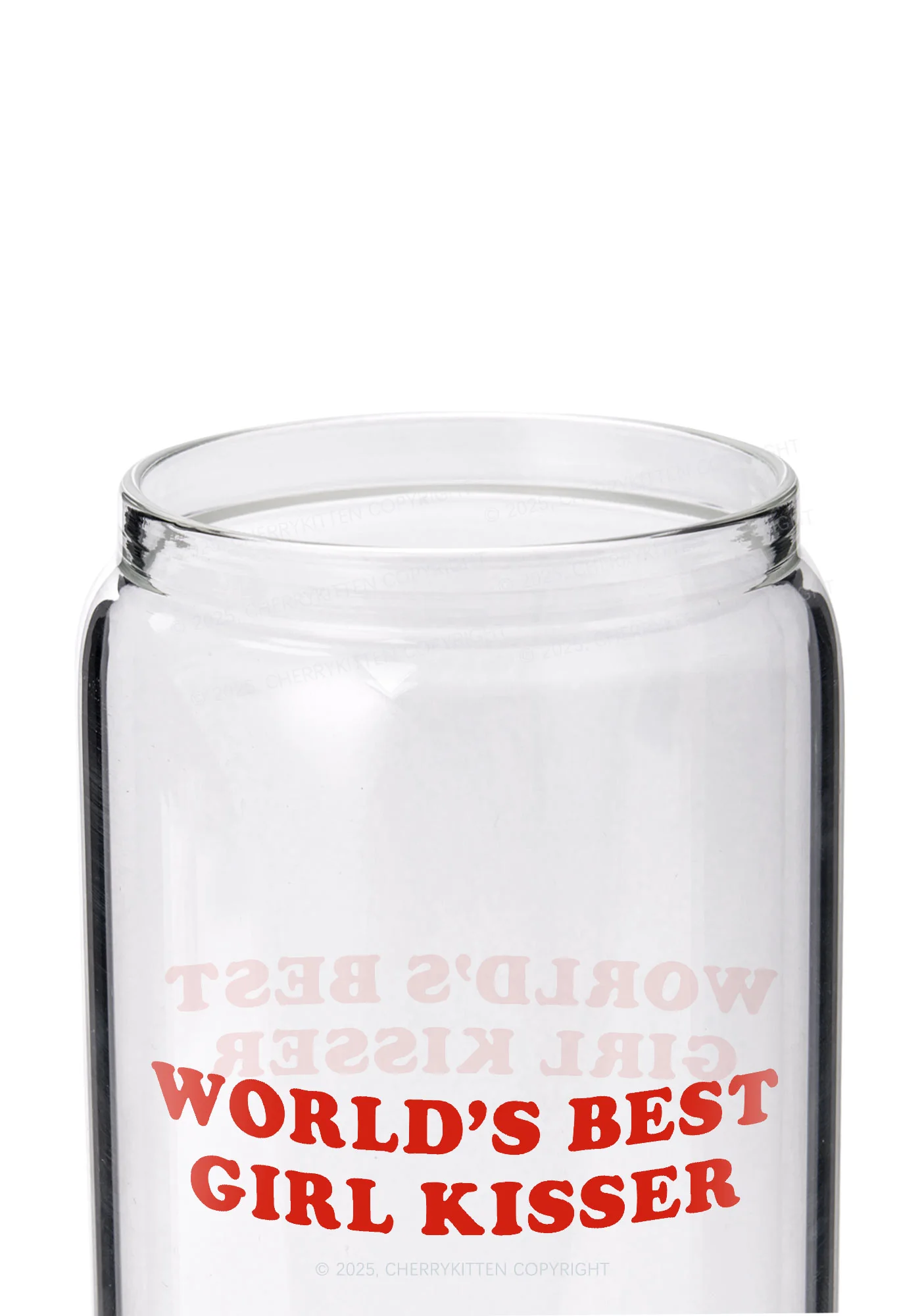Best Girl Kisser Pride Y2K Printed Glass Cup Cherrykitten - Image 2