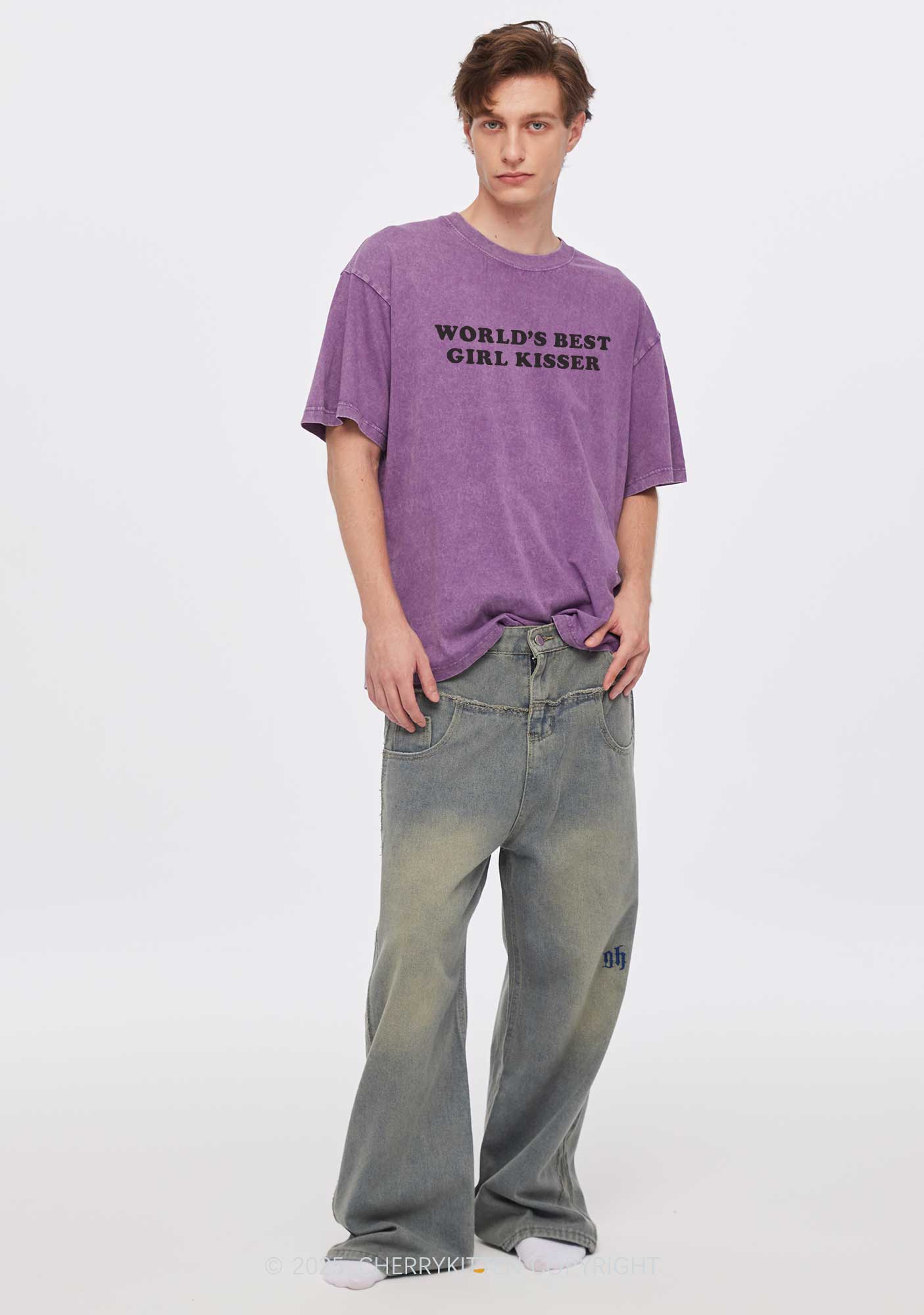 Best Girl Kisser Y2K Shirts Washed Tee Cherrykitten - Image 2