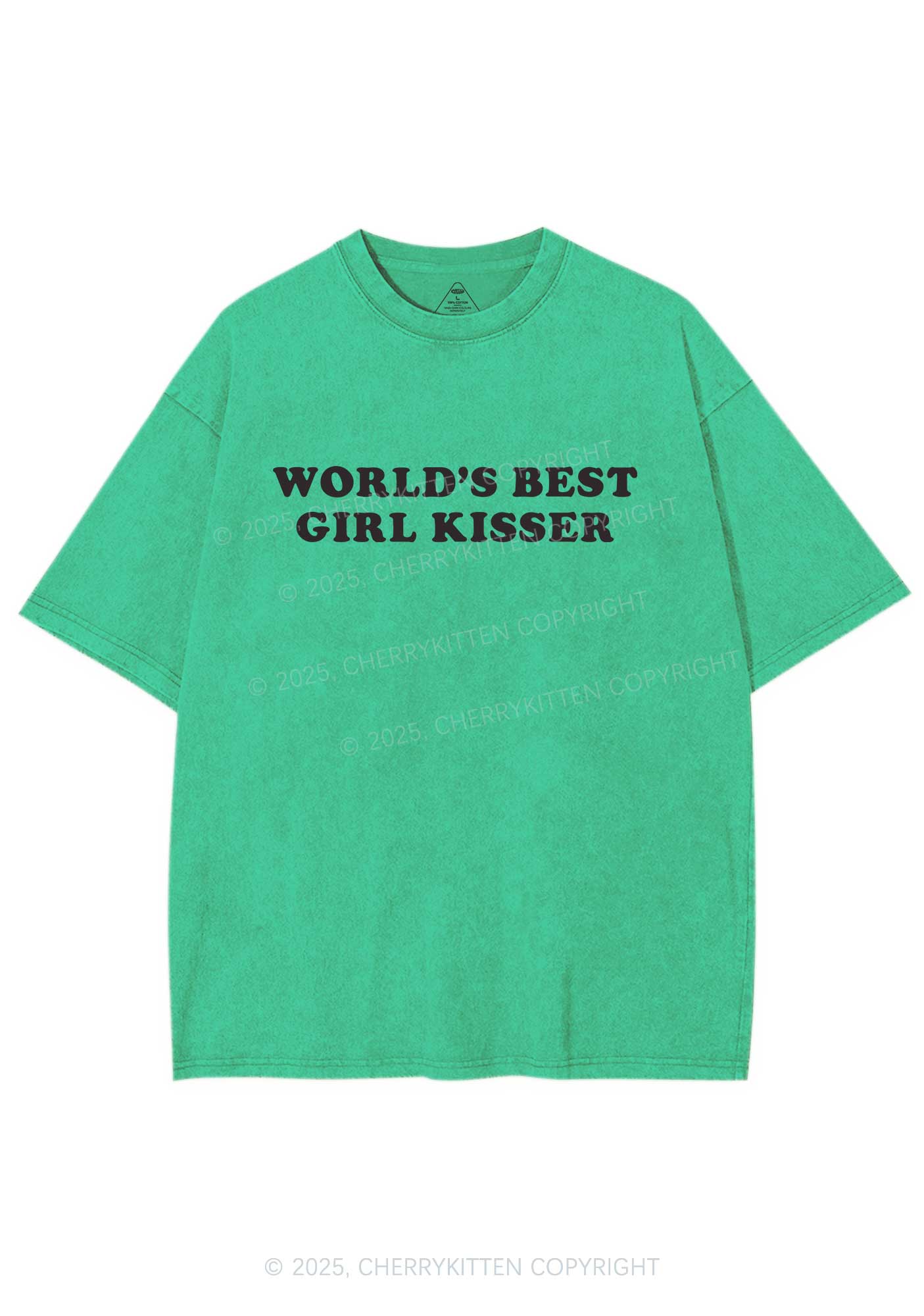 Best Girl Kisser Y2K Shirts Washed Tee Cherrykitten - Image 6