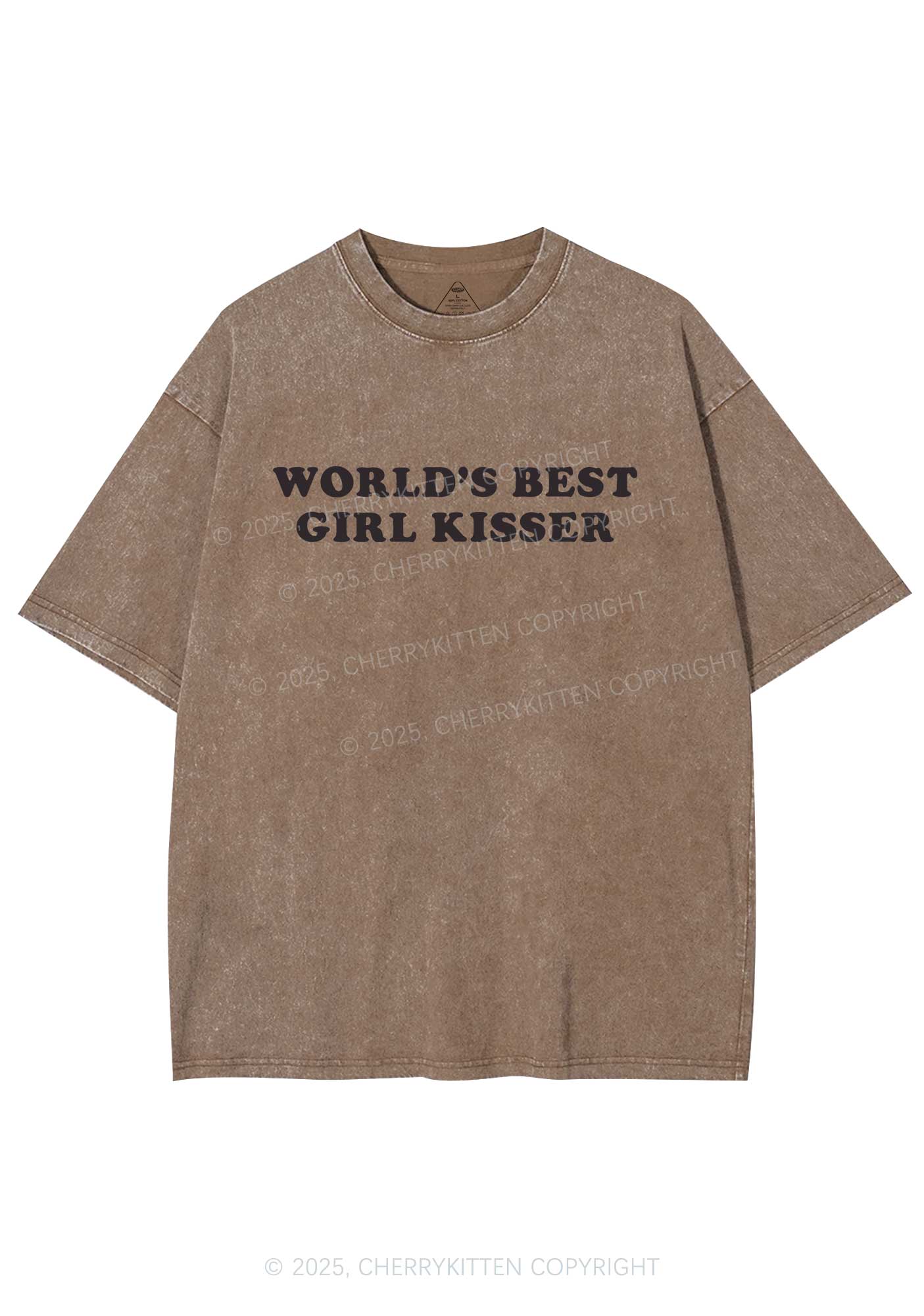 Best Girl Kisser Y2K Shirts Washed Tee Cherrykitten - Image 7
