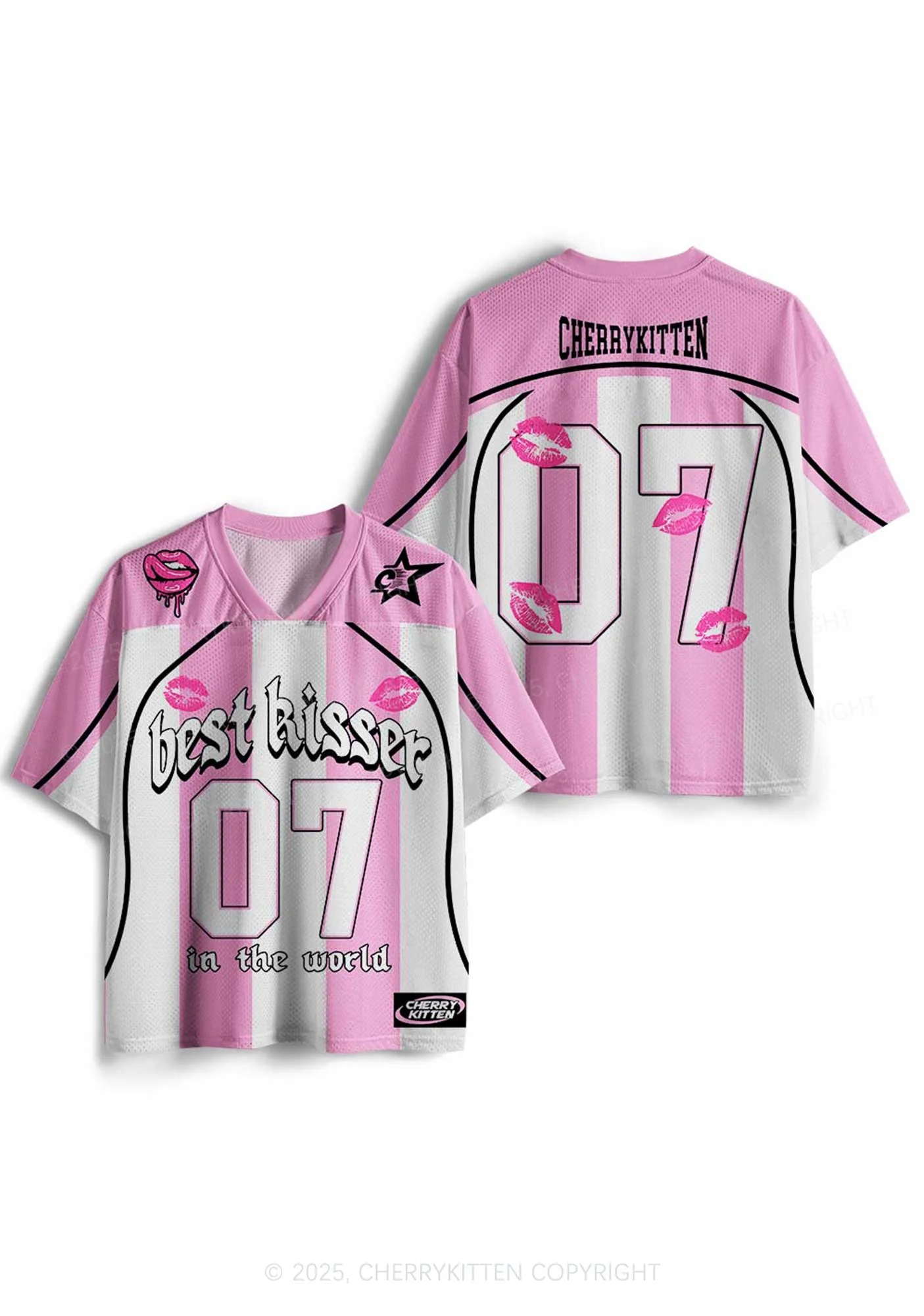 Custom Best Kisser In The World Y2K Mesh Jersey Shirts Cherrykitten - Image 3