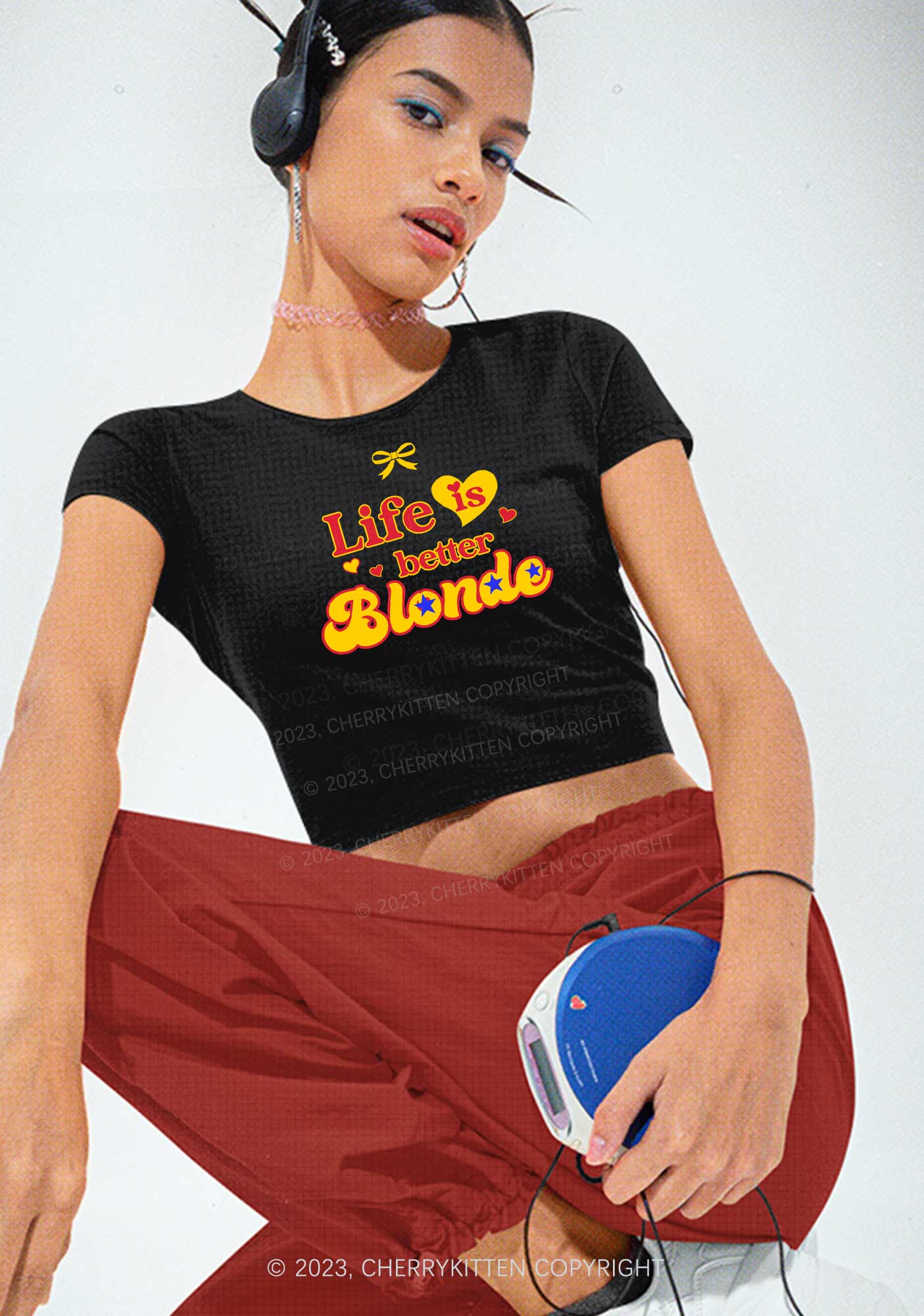 Better Blonde Y2K Baby Tee Cherrykitten - Image 2