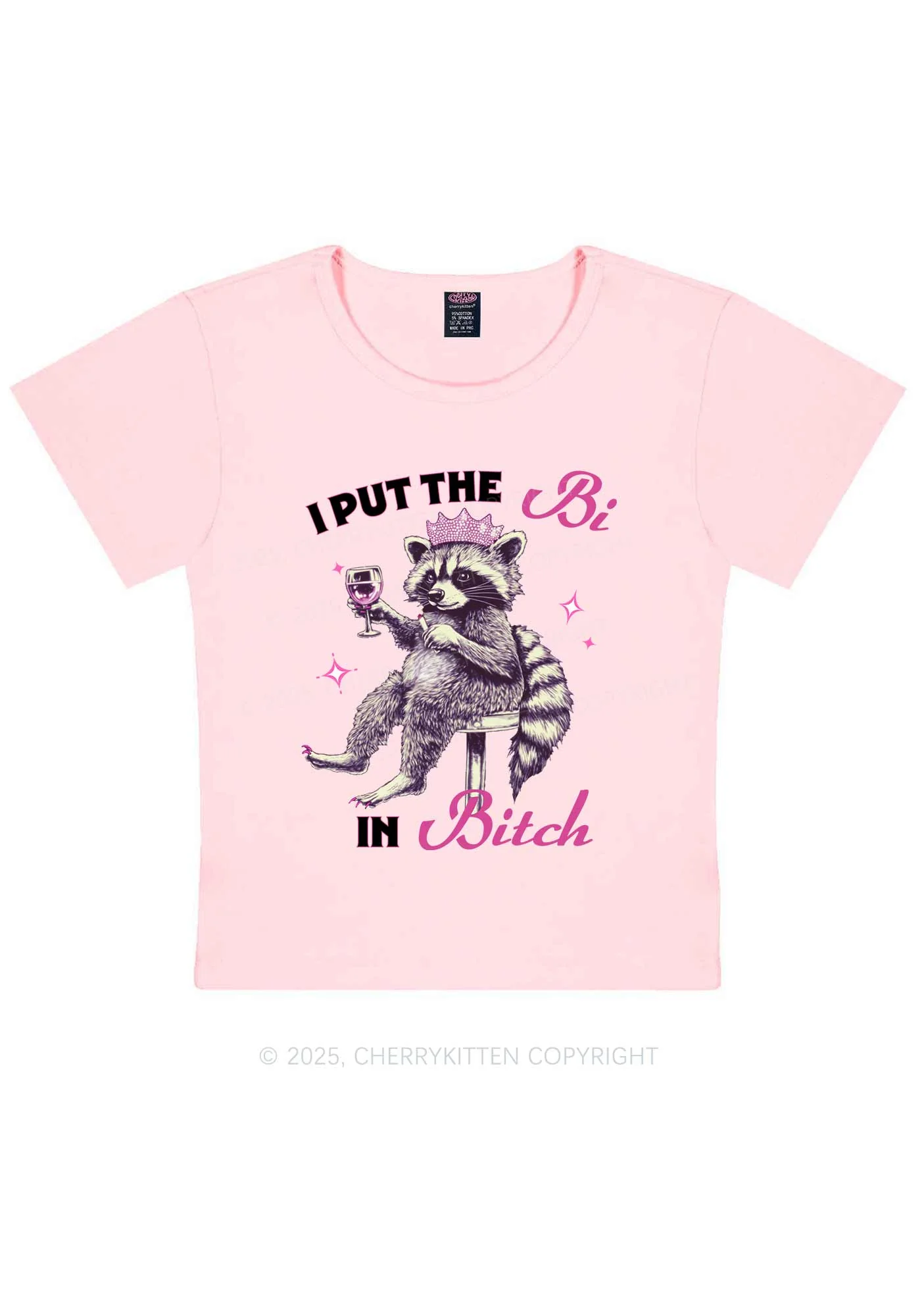 Bi Bxxch Raccoon Pride Y2K Baby Tee Cherrykitten - Image 12