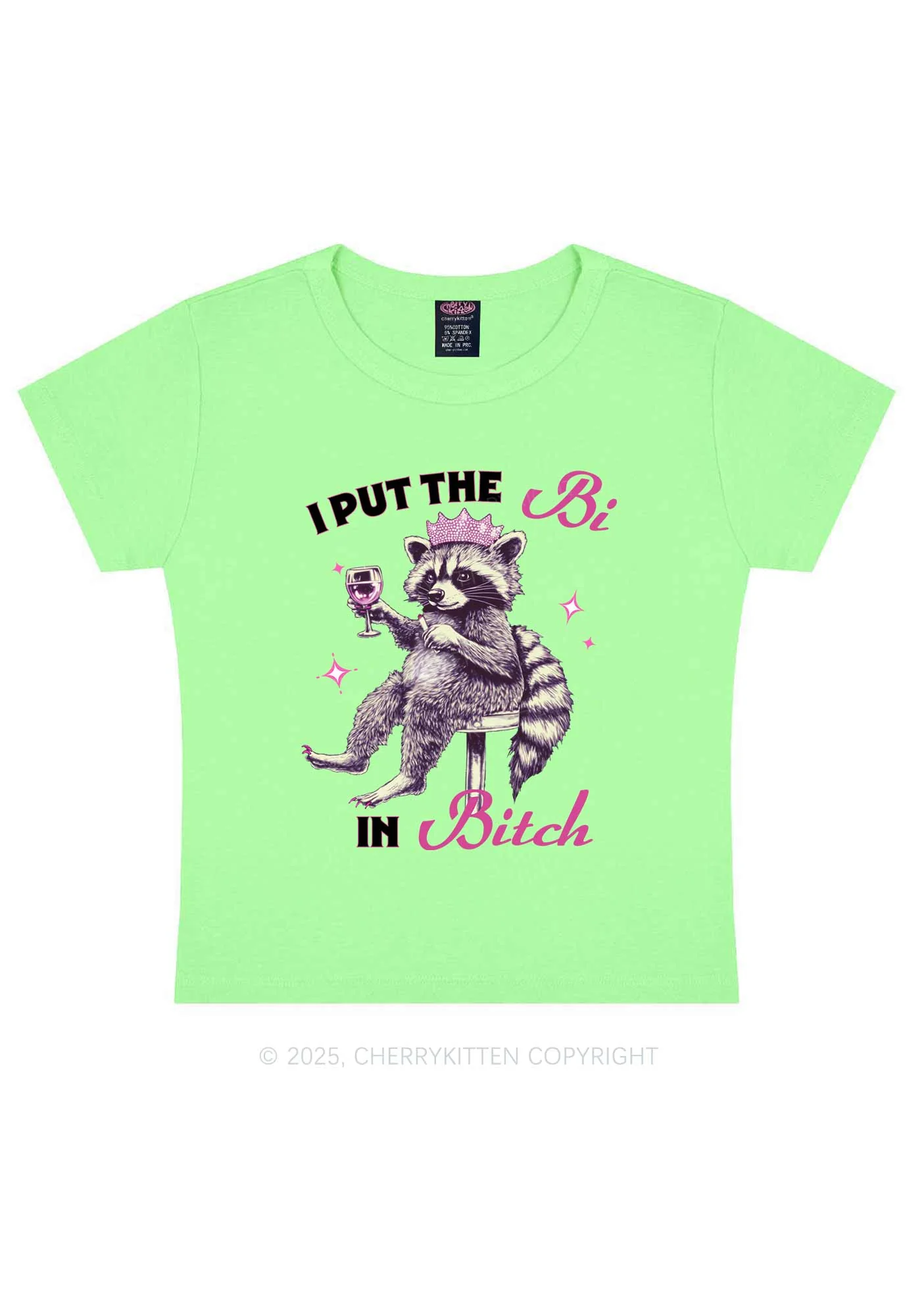 Bi Bxxch Raccoon Pride Y2K Baby Tee Cherrykitten - Image 13