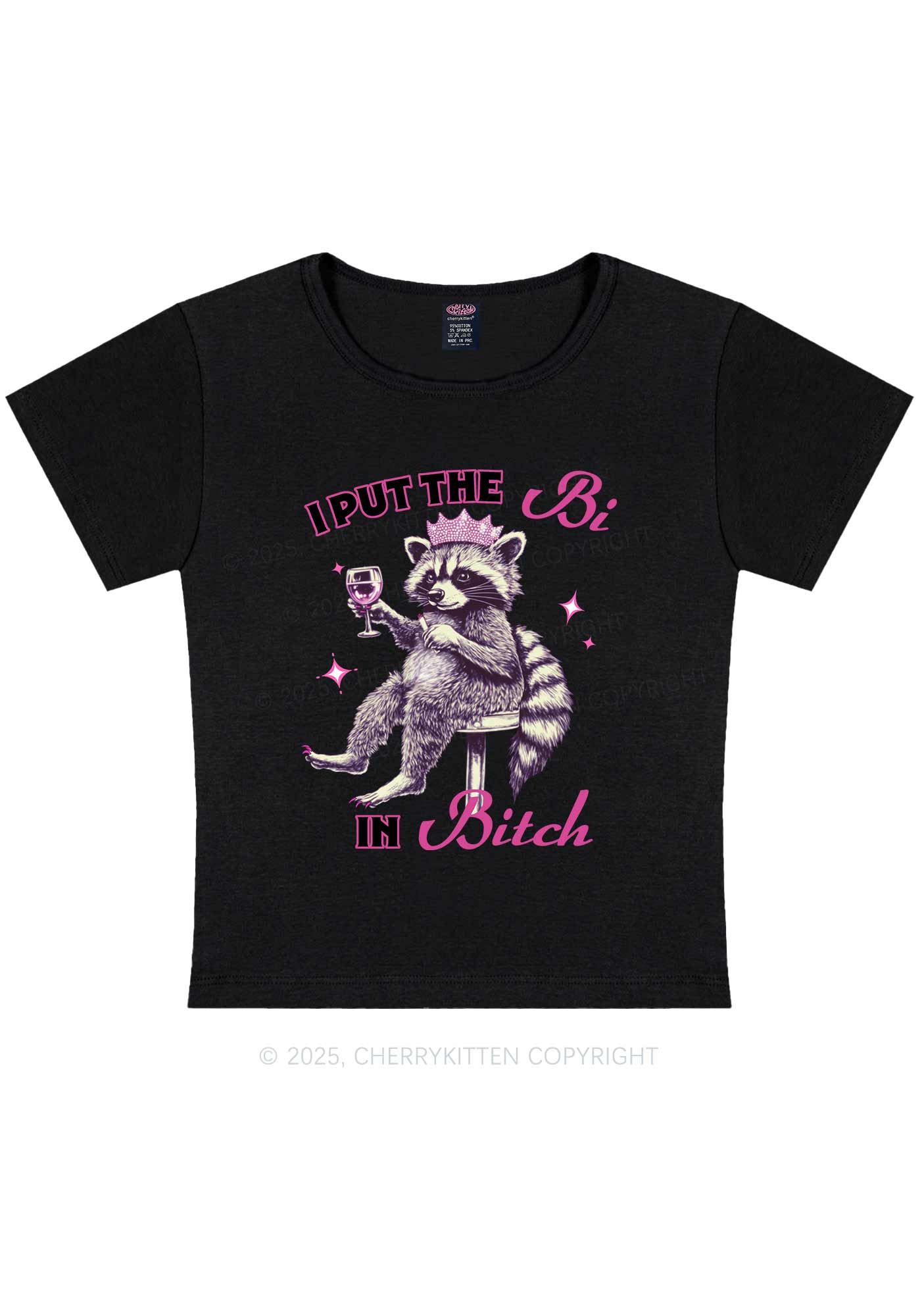Bi Bxxch Raccoon Pride Y2K Baby Tee Cherrykitten - Image 4