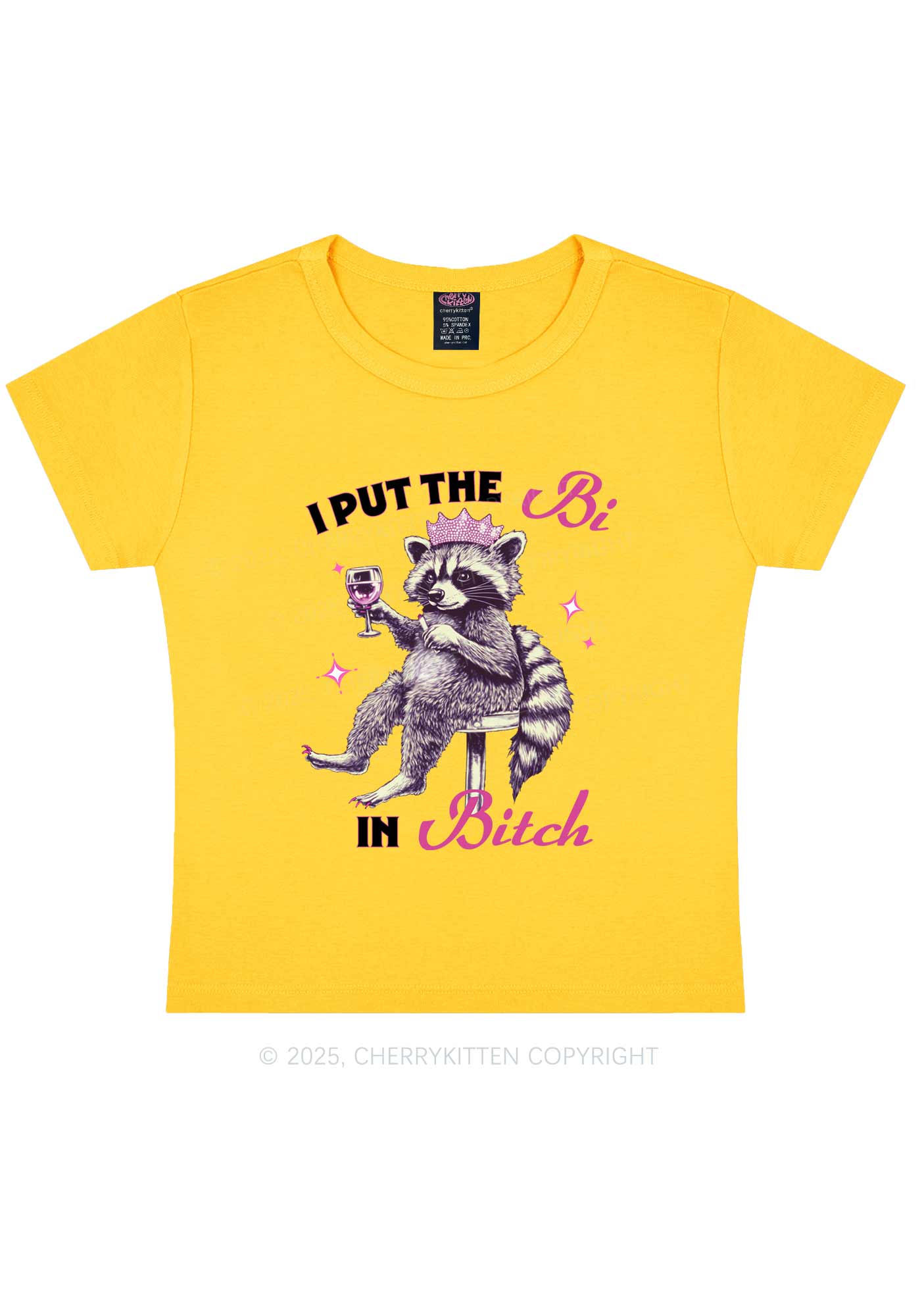Bi Bxxch Raccoon Pride Y2K Baby Tee Cherrykitten - Image 5