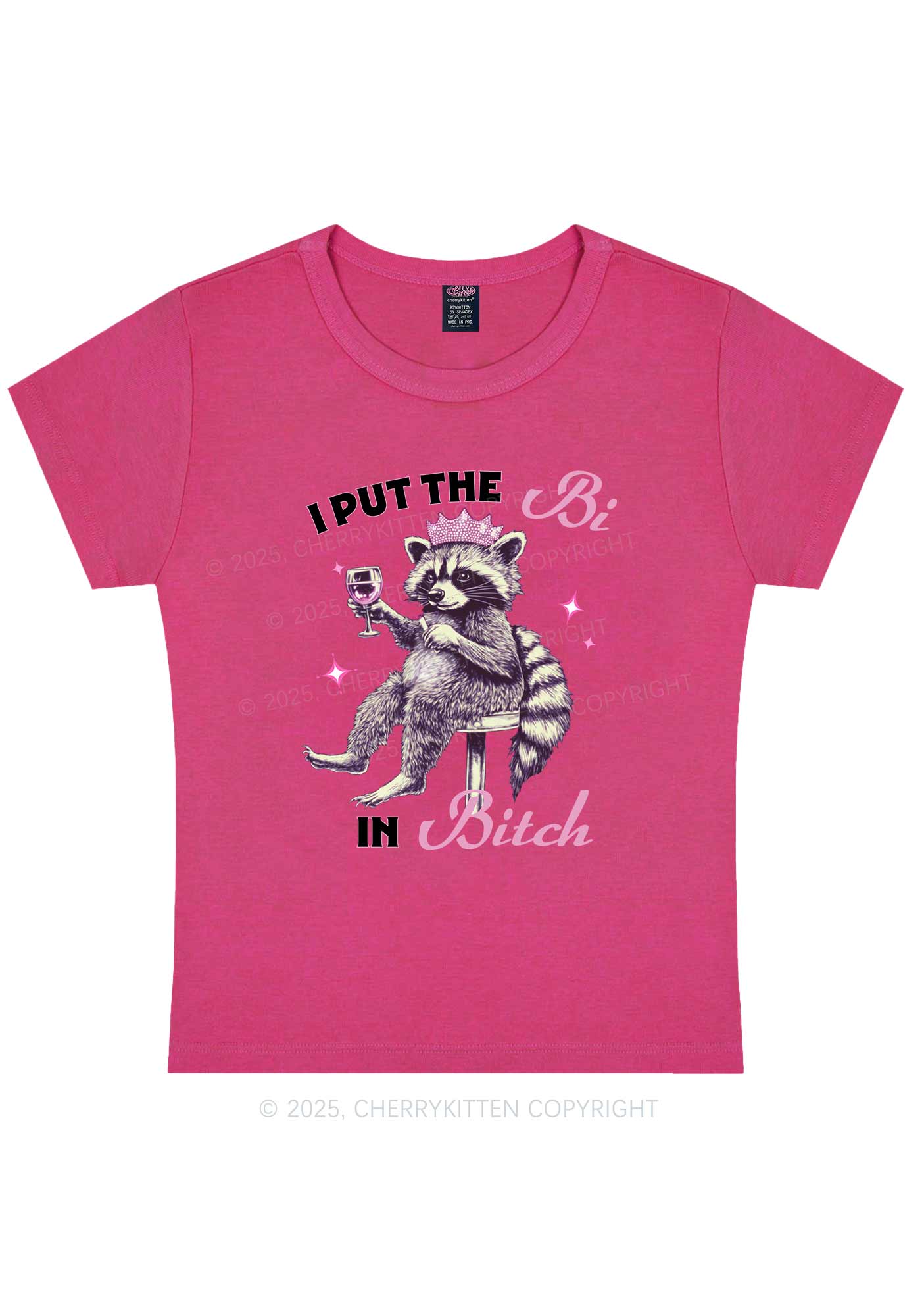 Bi Bxxch Raccoon Pride Y2K Baby Tee Cherrykitten - Image 6