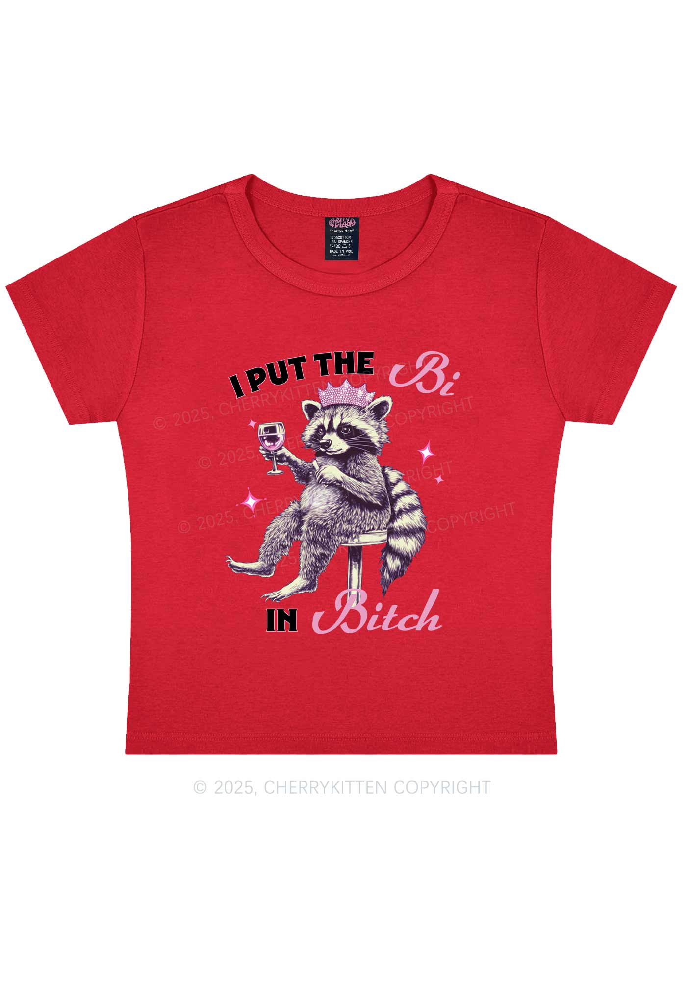Bi Bxxch Raccoon Pride Y2K Baby Tee Cherrykitten - Image 8