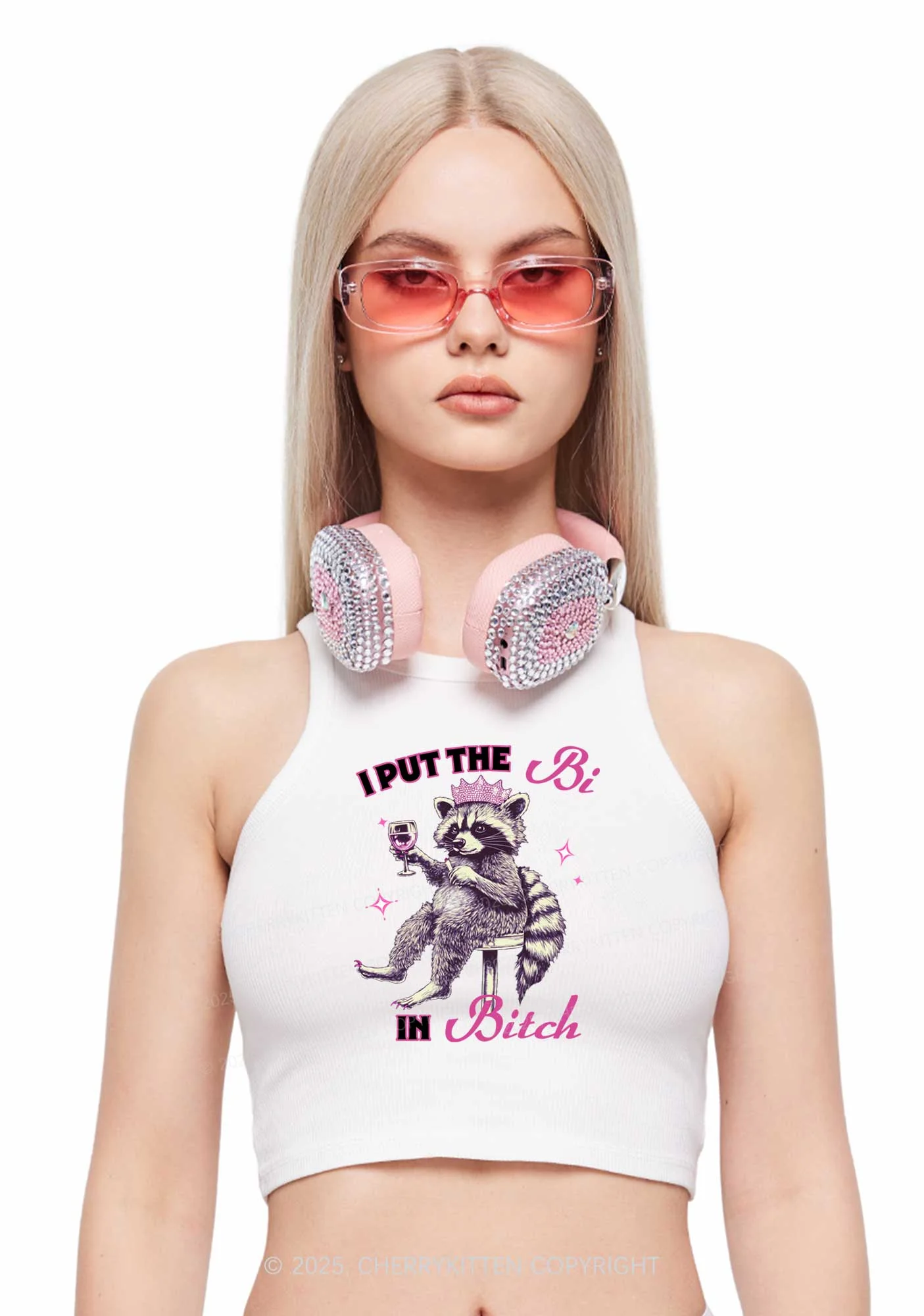 Bi Bxxch Raccoon Pride Y2K Crop Tank Top Cherrykitten - Image 2