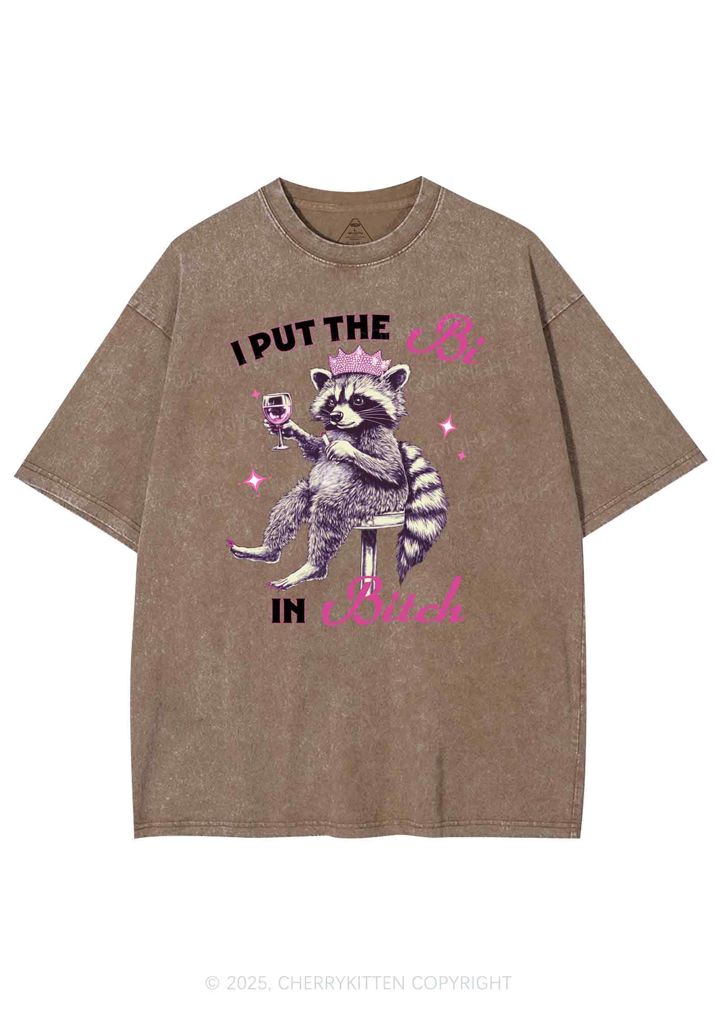 Bi Bxxch Raccoon Pride Y2K Shirts Washed Tee Cherrykitten - Image 7