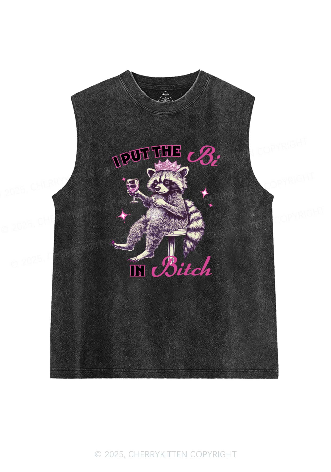 Bi Bxxch Raccoon Pride Y2K Washed Muscle Tank Cherrykitten - Image 3