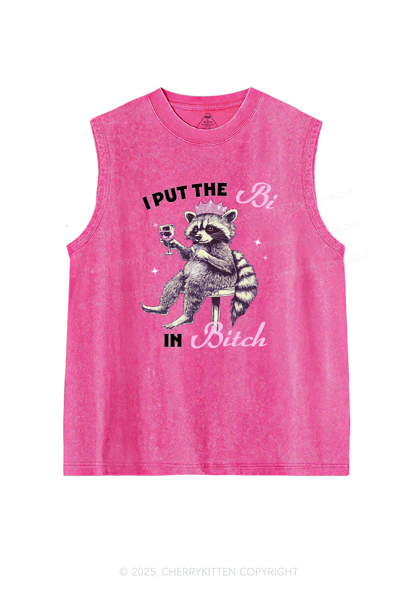 Bi Bxxch Raccoon Pride Y2K Washed Muscle Tank Cherrykitten - Image 4