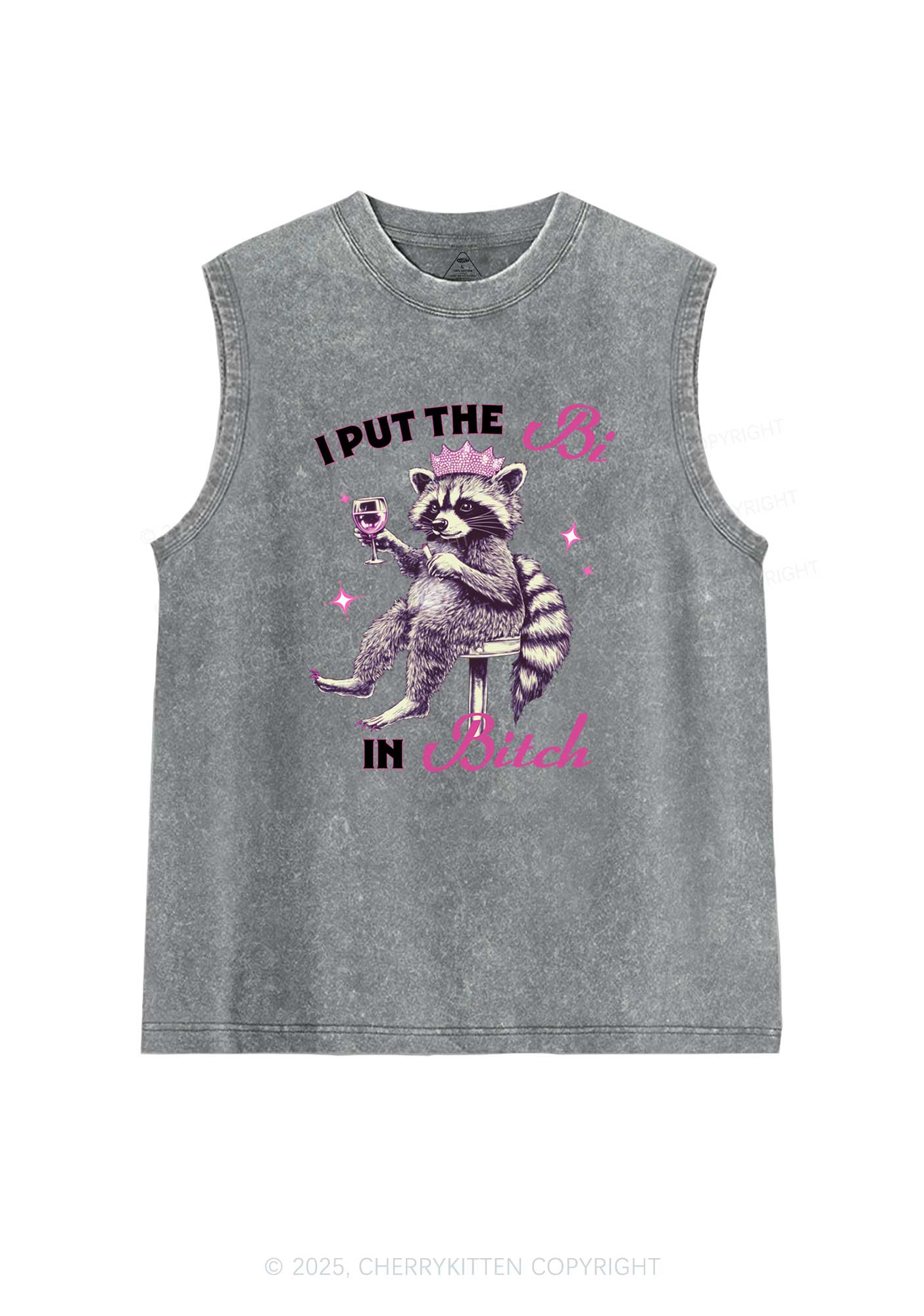 Bi Bxxch Raccoon Pride Y2K Washed Muscle Tank Cherrykitten - Image 5