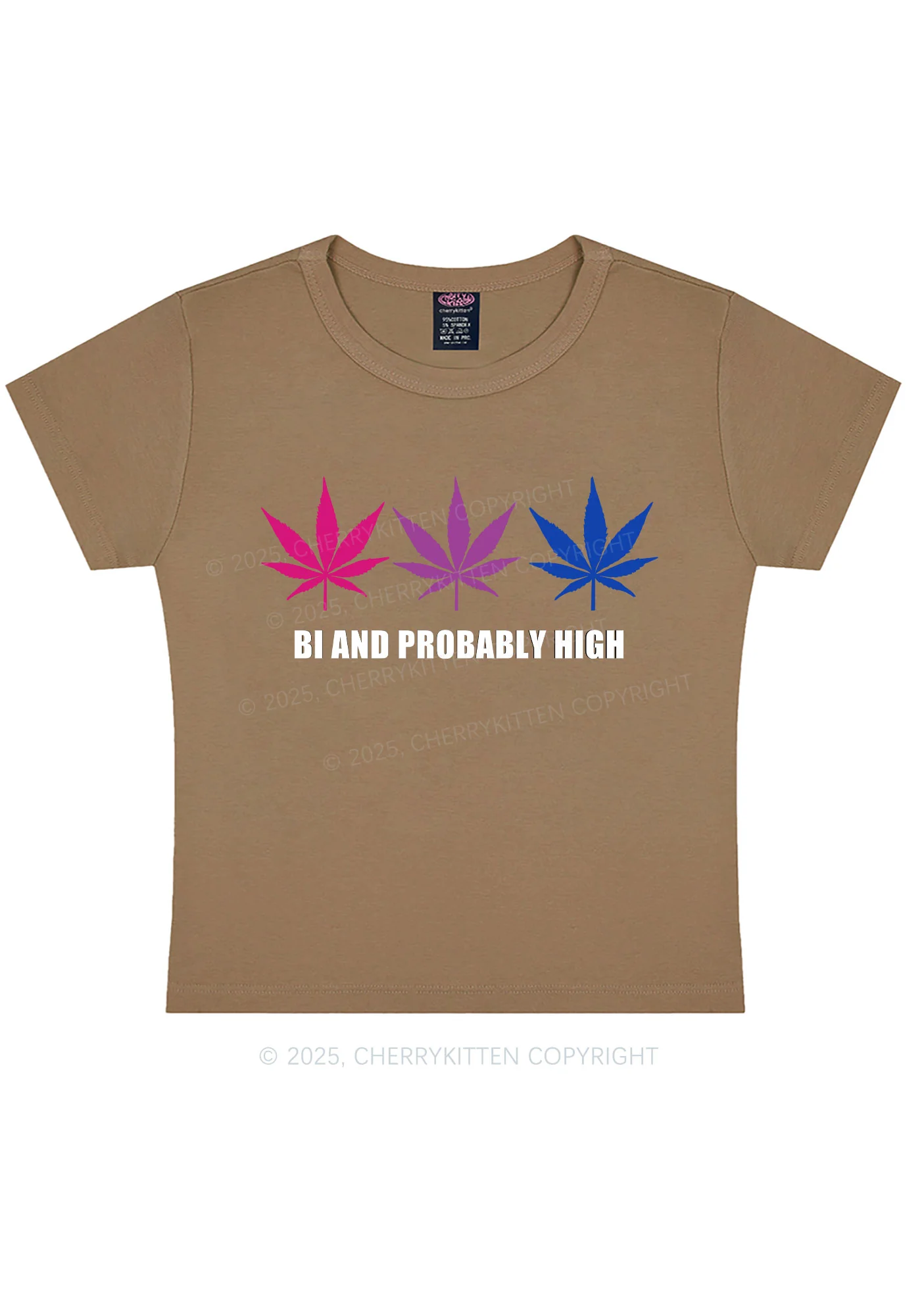 Bi Probably High Pride Y2K Baby Tee Cherrykitten - Image 10