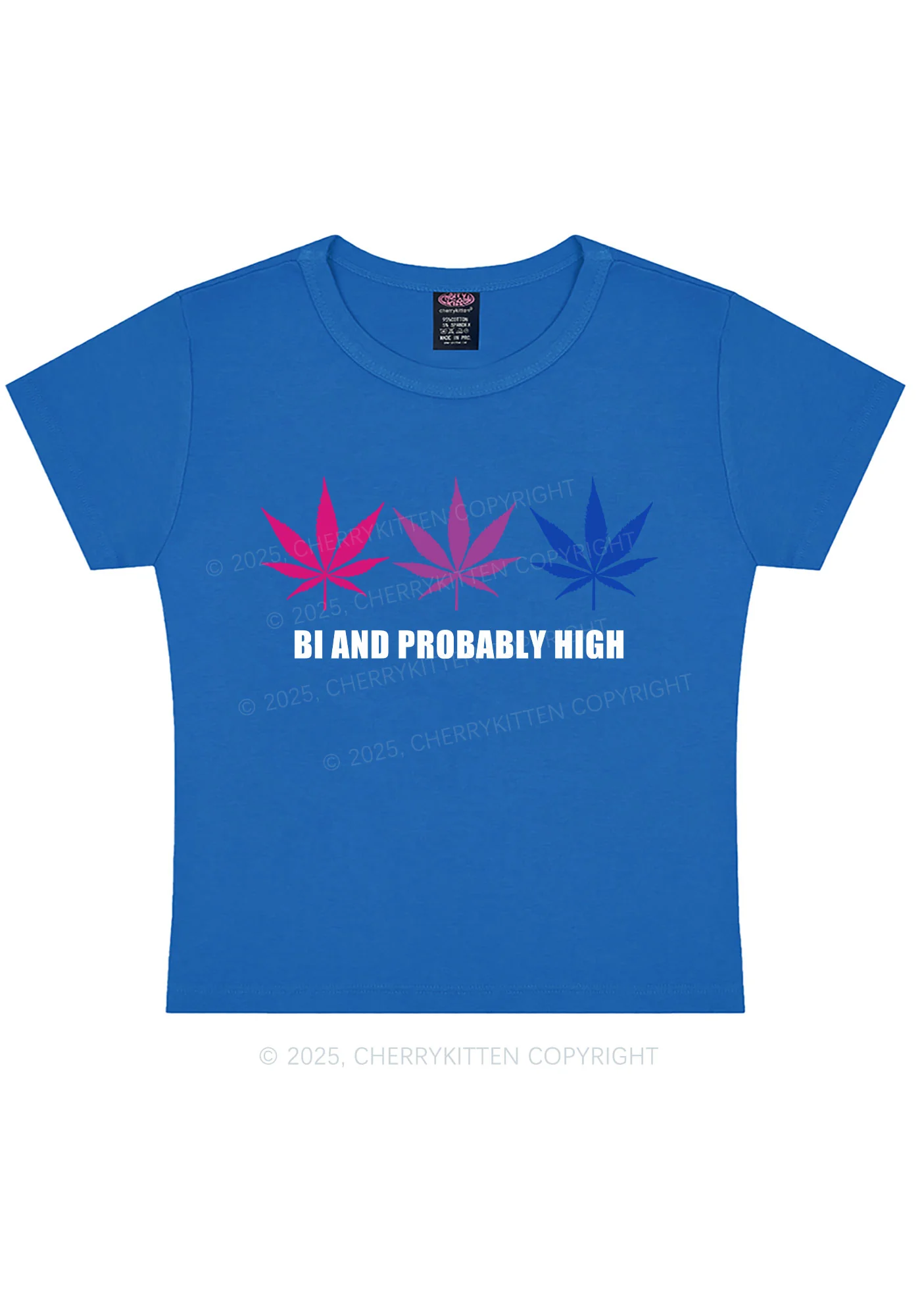 Bi Probably High Pride Y2K Baby Tee Cherrykitten - Image 9