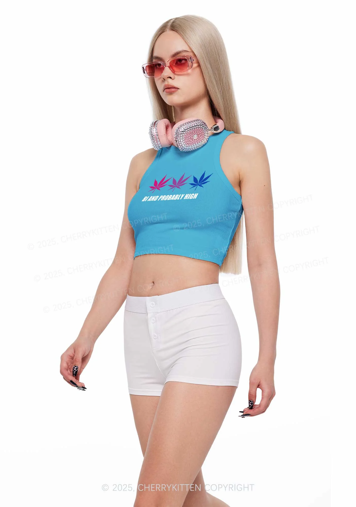 Bi Probably High Pride Y2K Crop Tank Top Cherrykitten - Image 2