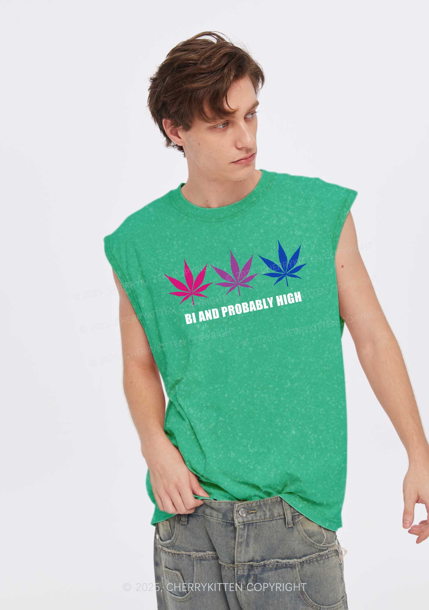 Bi Probably High Pride Y2K Washed Muscle Tank Cherrykitten - Image 2